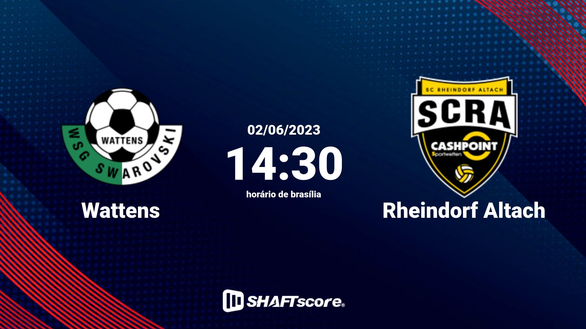 Estatísticas do jogo Wattens vs Rheindorf Altach 02.06 14:30