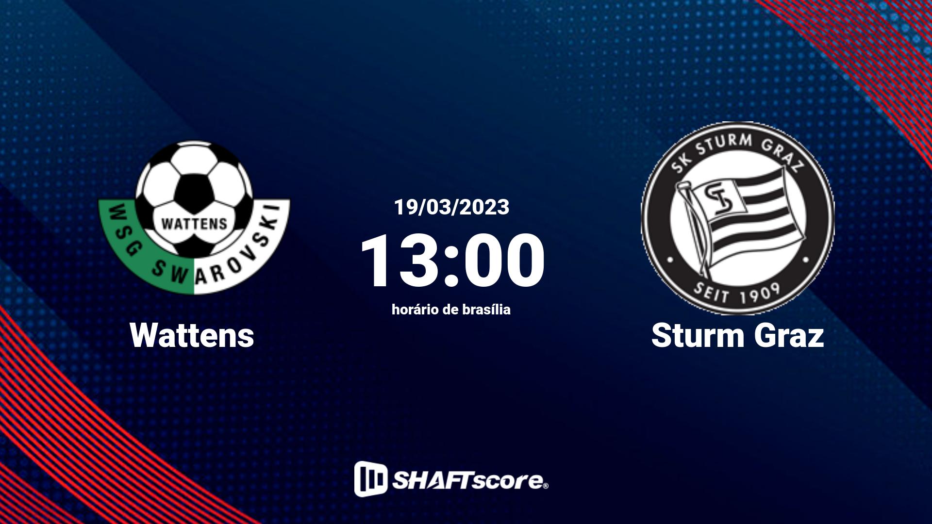 Estatísticas do jogo Wattens vs Sturm Graz 19.03 13:00