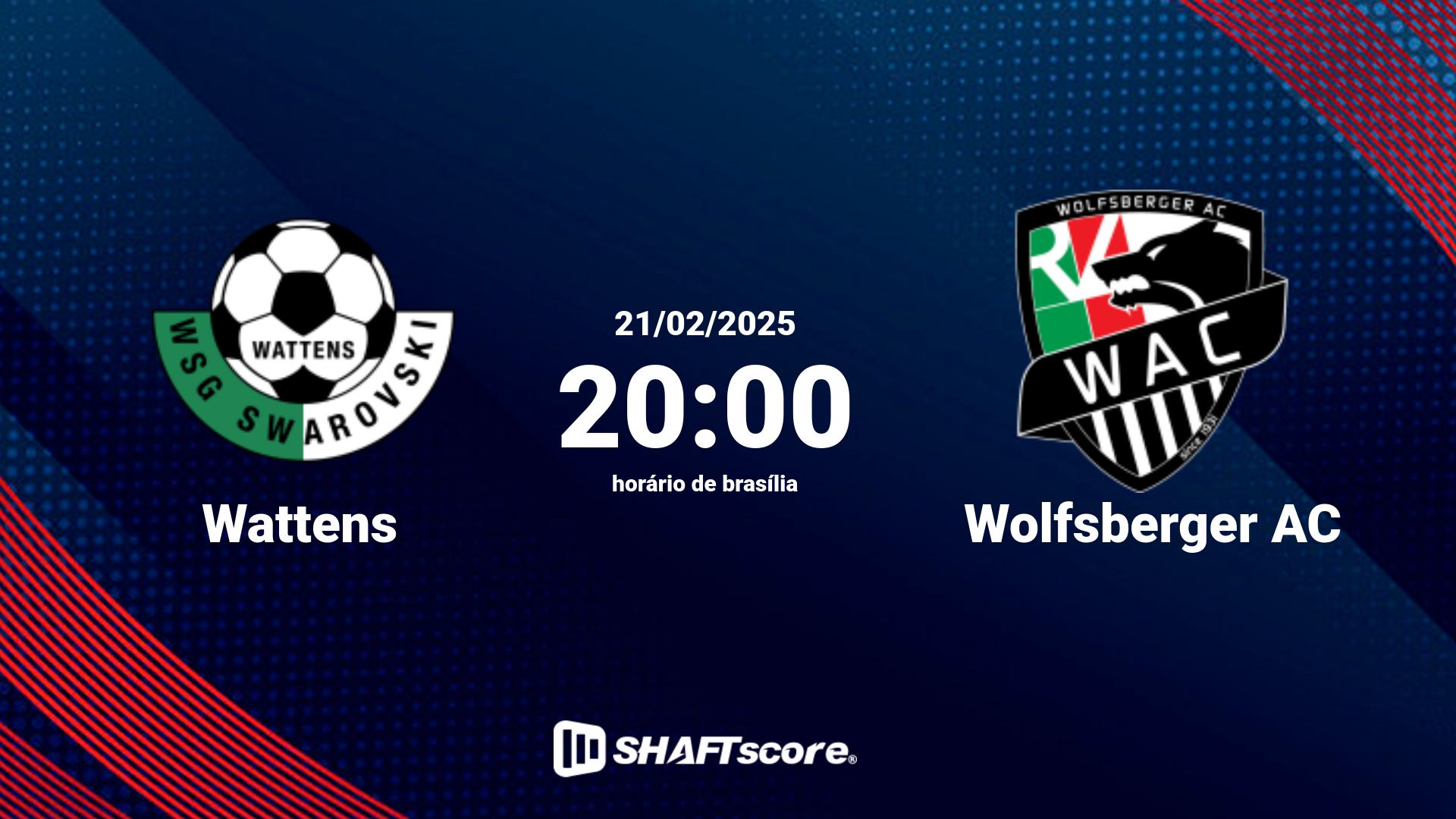 Estatísticas do jogo Wattens vs Wolfsberger AC 21.02 20:00