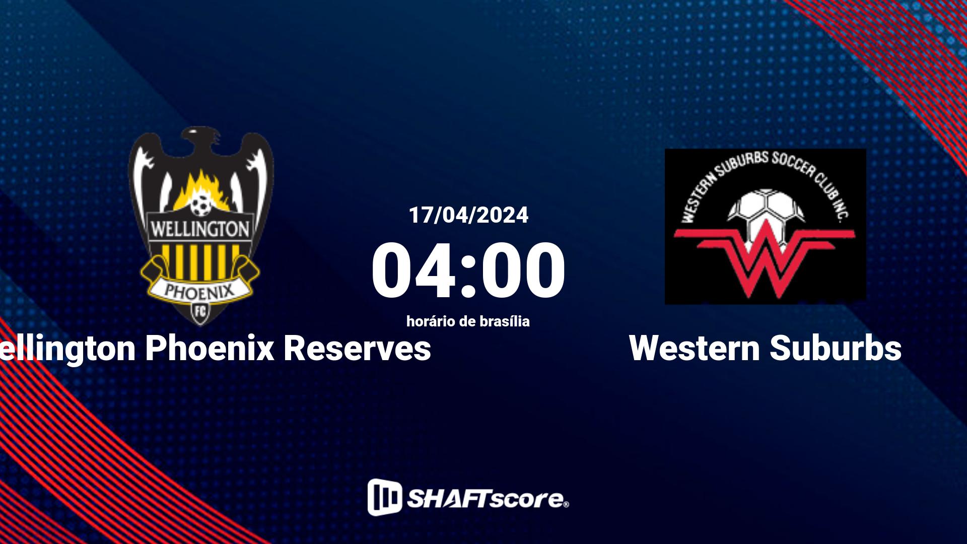 Estatísticas do jogo Wellington Phoenix Reserves vs Western Suburbs 17.04 04:00