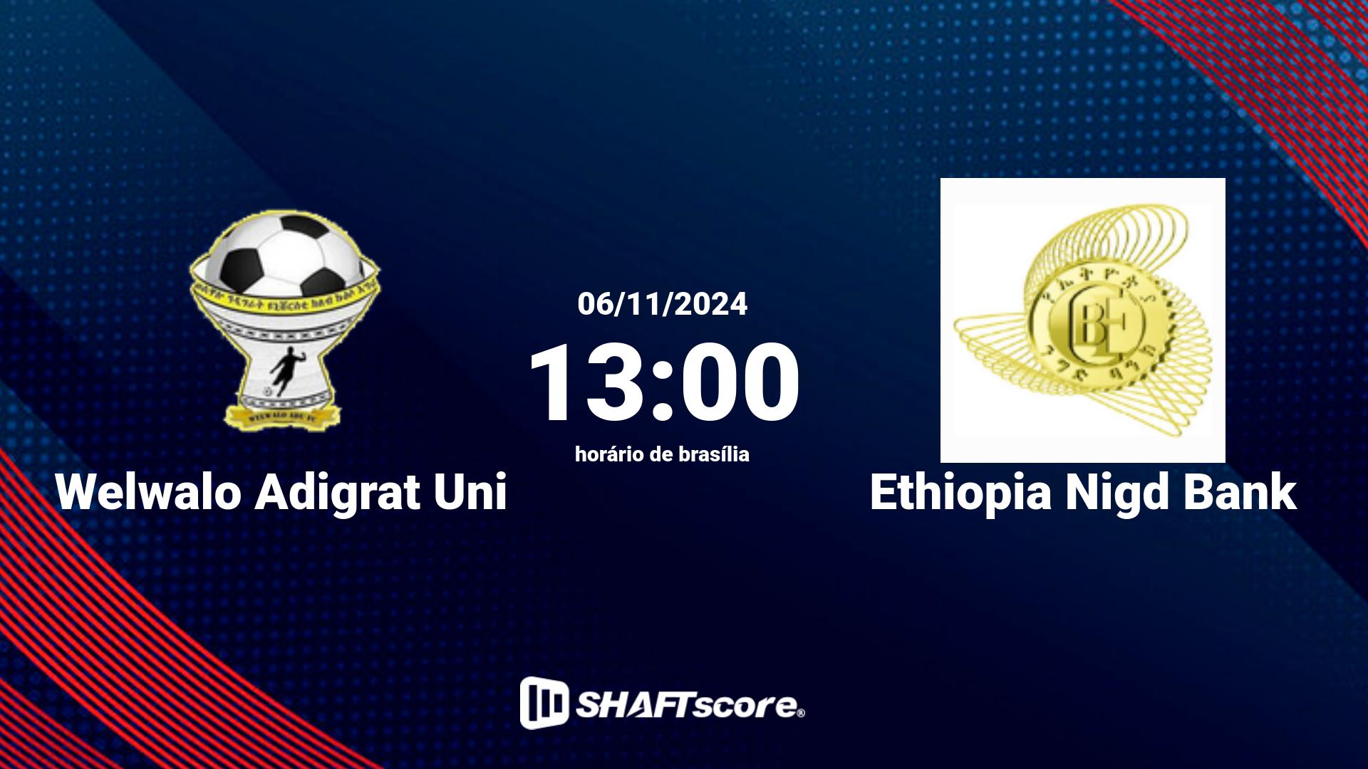 Estatísticas do jogo Welwalo Adigrat Uni vs Ethiopia Nigd Bank 06.11 13:00