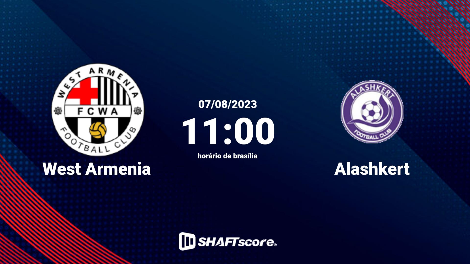 Estatísticas do jogo West Armenia vs Alashkert 07.08 11:00