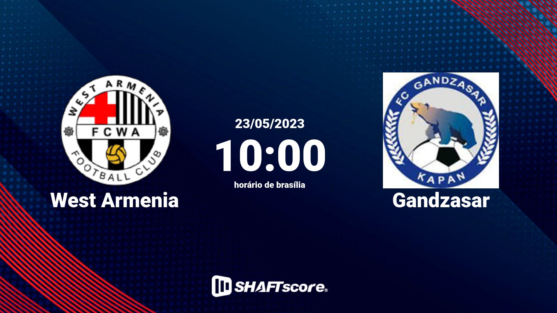 Estatísticas do jogo West Armenia vs Gandzasar 23.05 10:00