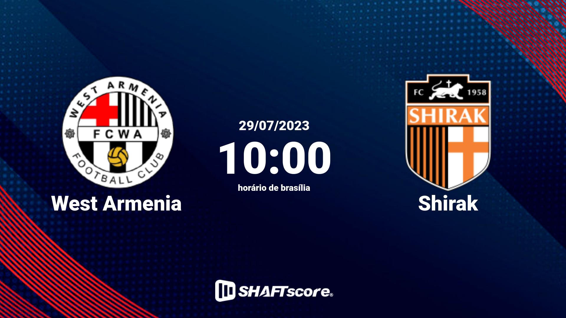 Estatísticas do jogo West Armenia vs Shirak 29.07 10:00