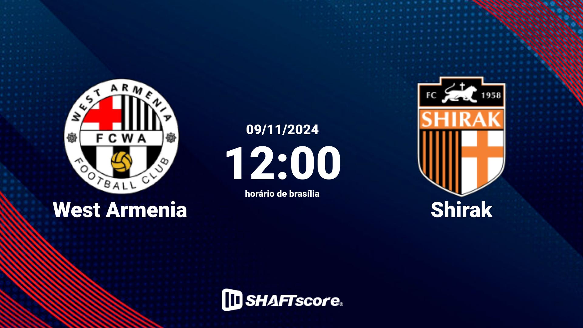 Estatísticas do jogo West Armenia vs Shirak 09.11 12:00