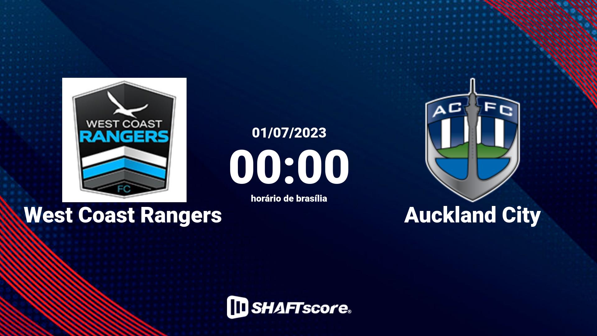 Estatísticas do jogo West Coast Rangers vs Auckland City 01.07 00:00