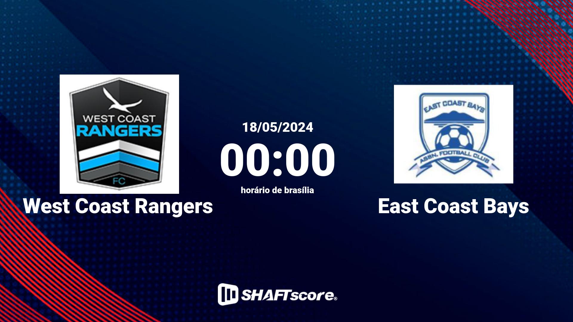 Estatísticas do jogo West Coast Rangers vs East Coast Bays 18.05 00:00