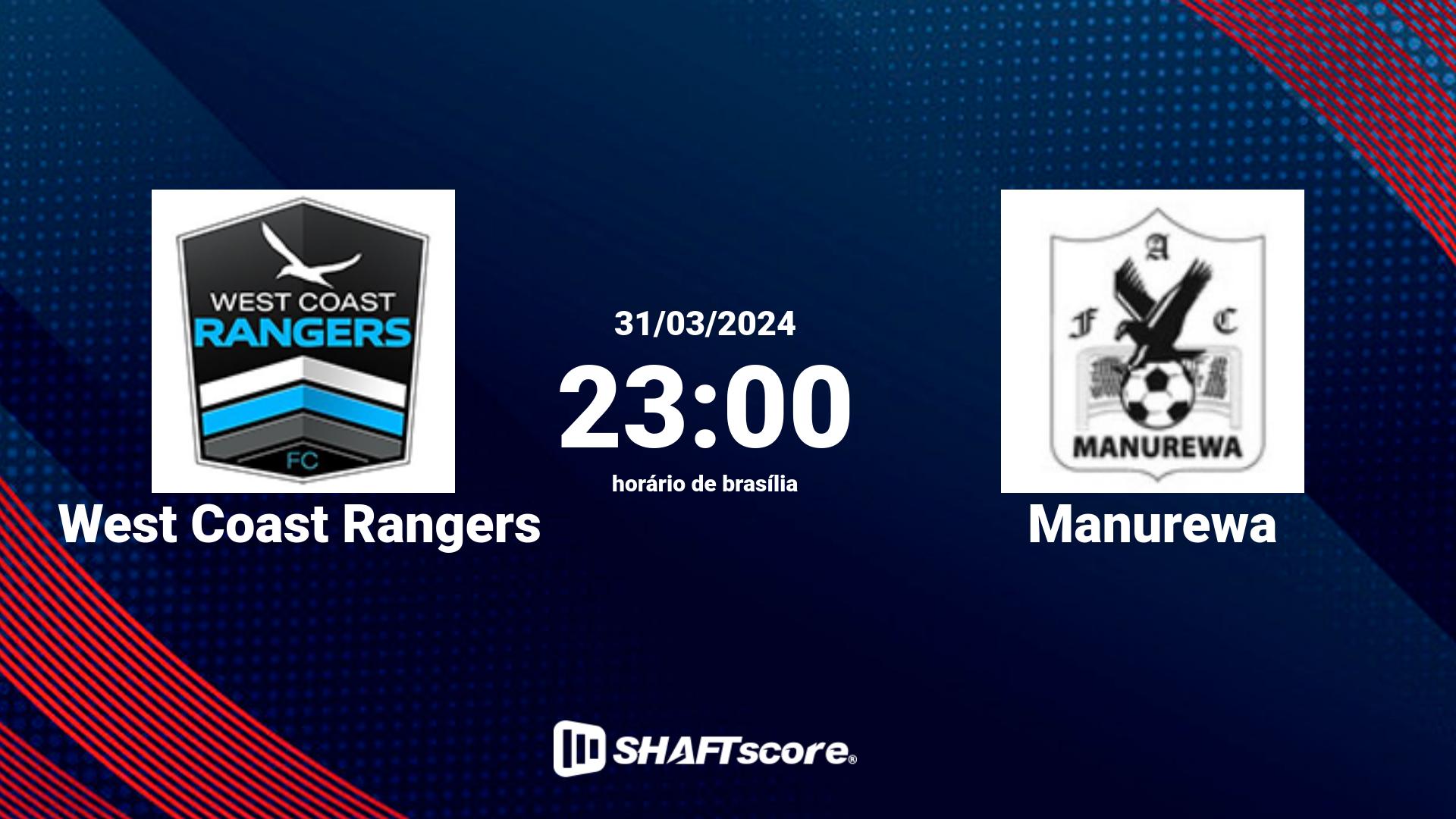 Estatísticas do jogo West Coast Rangers vs Manurewa 31.03 23:00