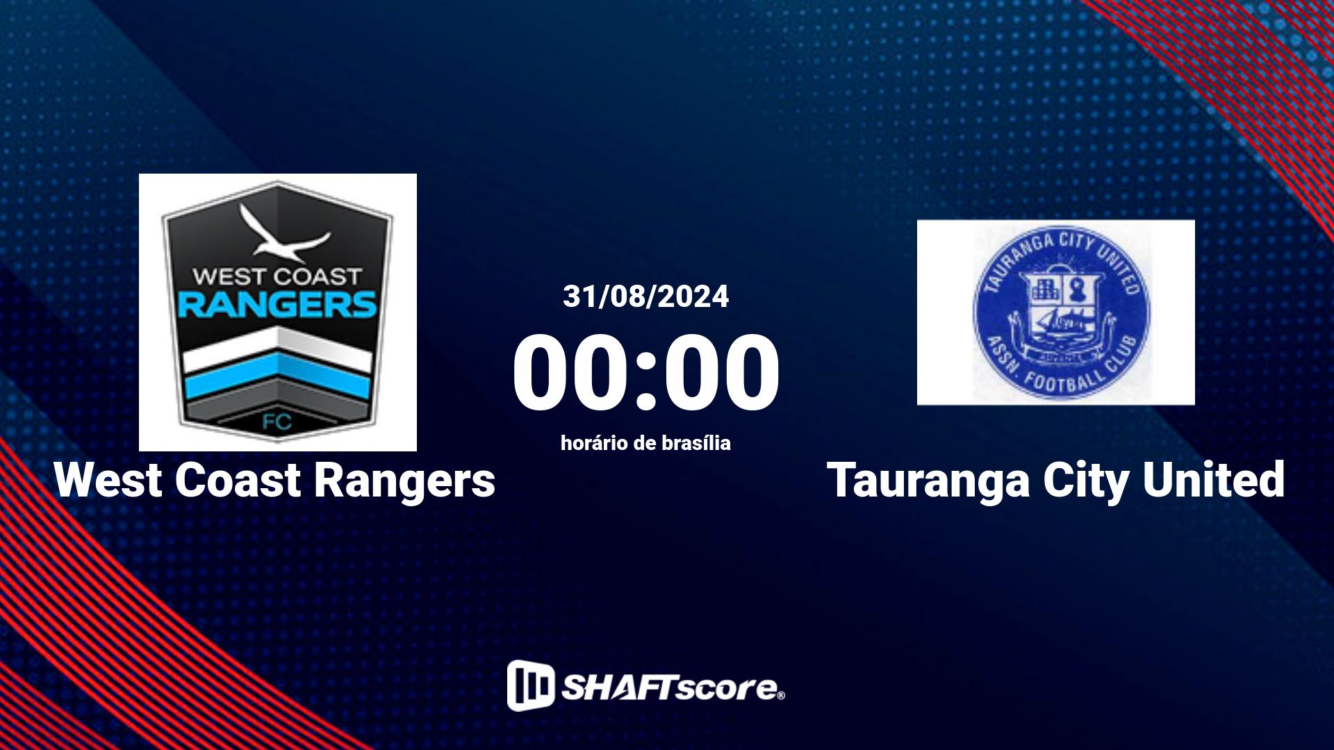 Estatísticas do jogo West Coast Rangers vs Tauranga City United 31.08 00:00