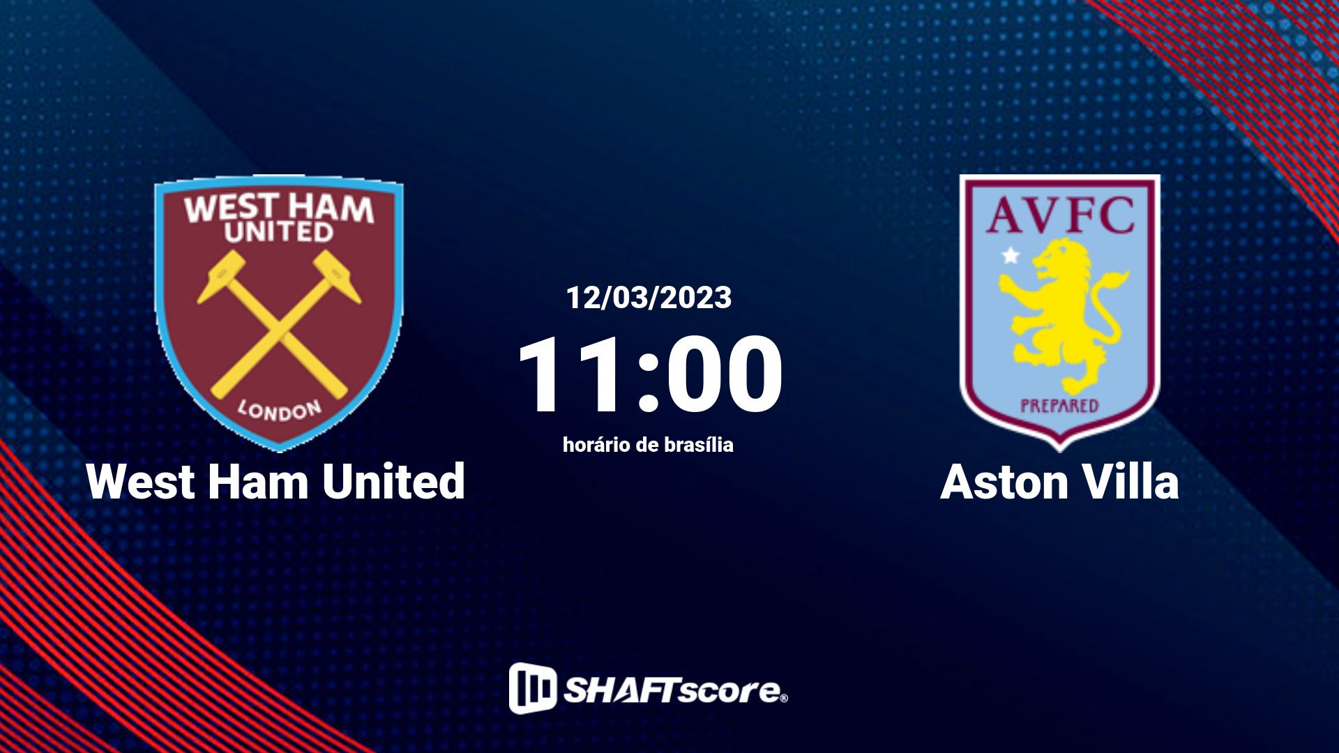 Estatísticas do jogo West Ham United vs Aston Villa 12.03 11:00