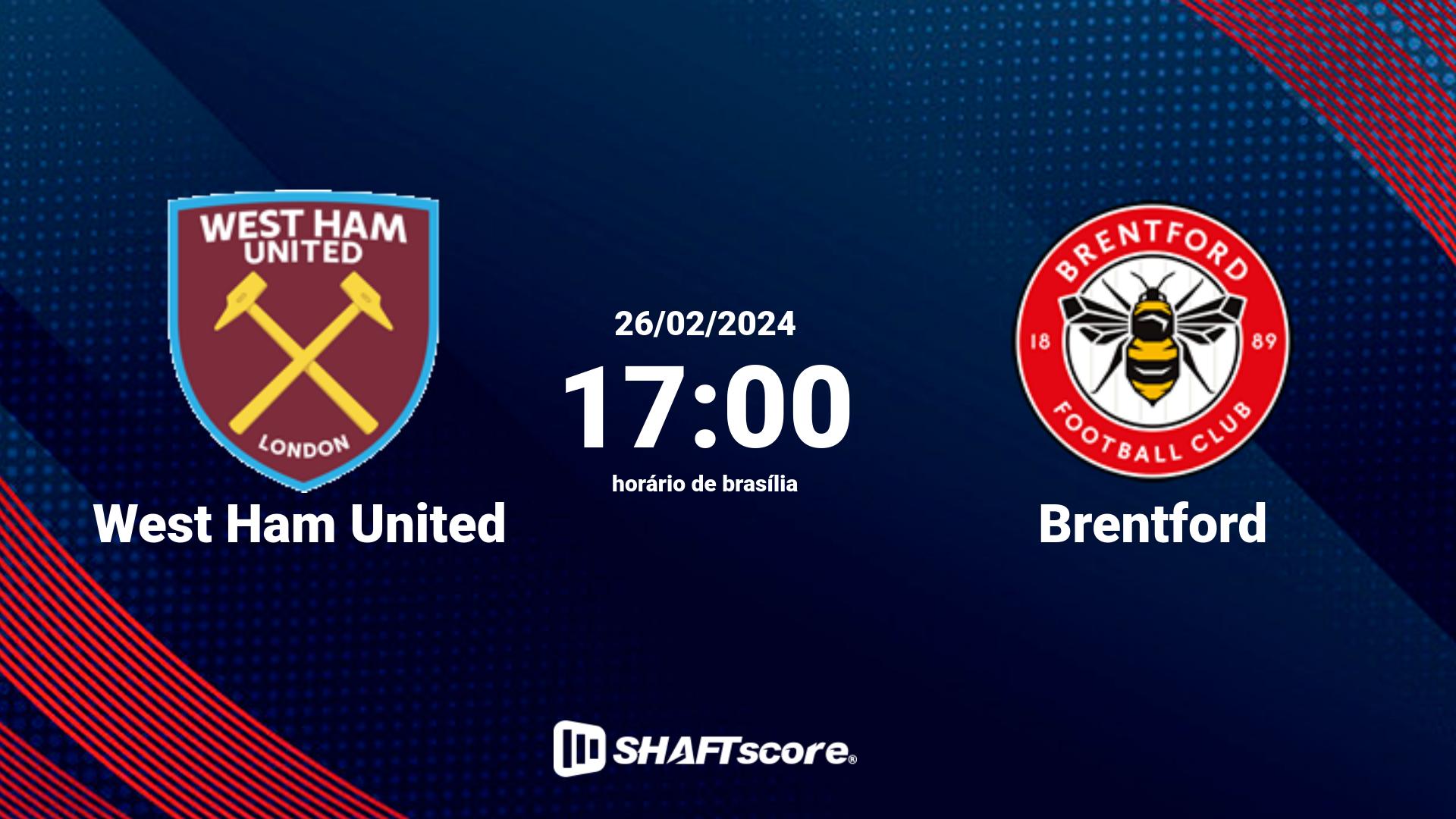 Estatísticas do jogo West Ham United vs Brentford 26.02 17:00