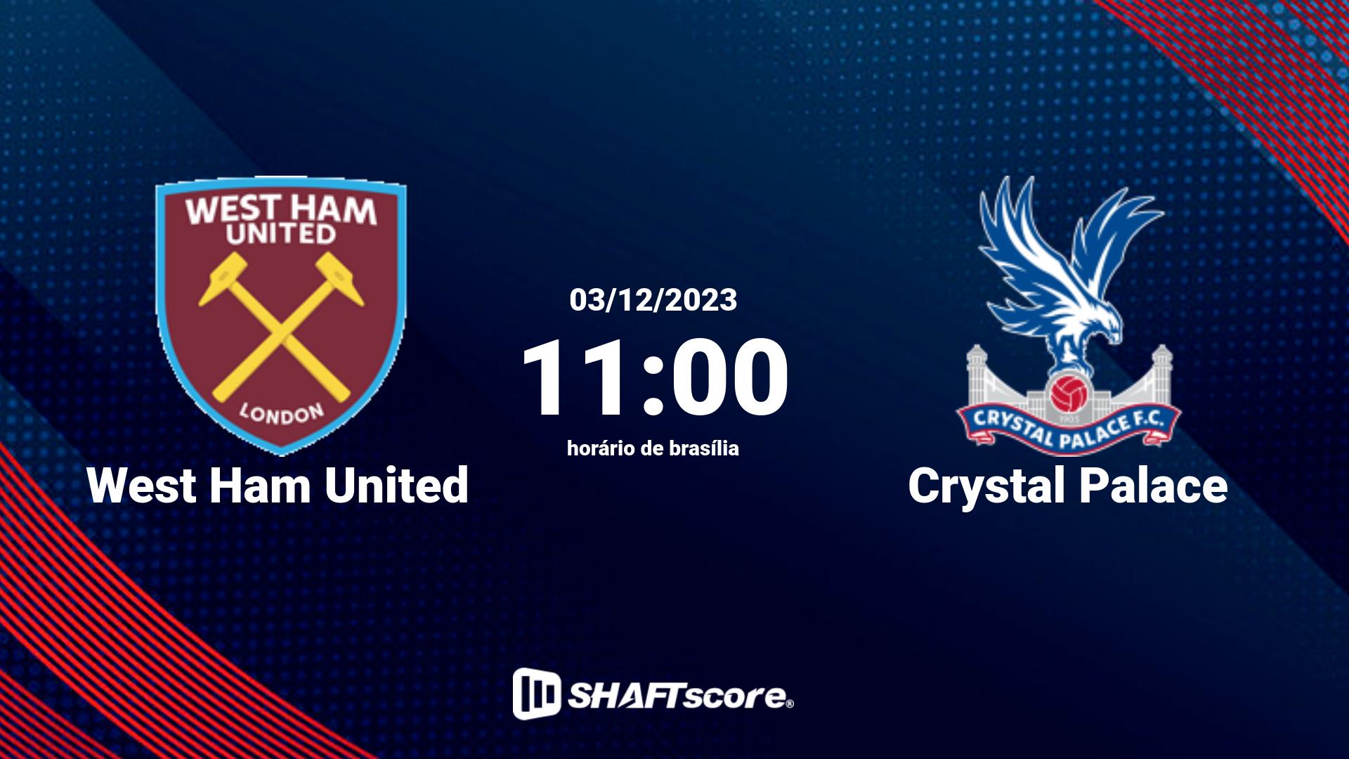 Estatísticas do jogo West Ham United vs Crystal Palace 03.12 11:00