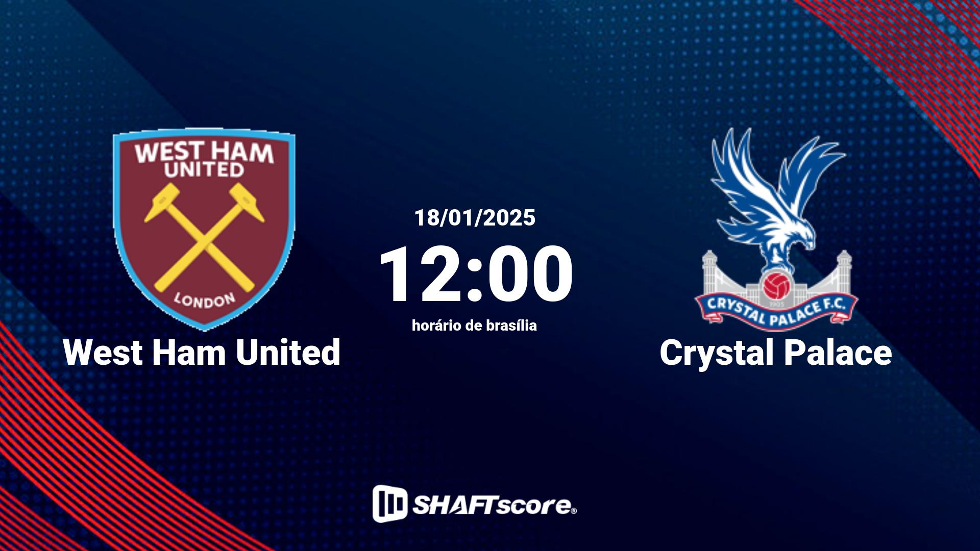 Estatísticas do jogo West Ham United vs Crystal Palace 18.01 12:00