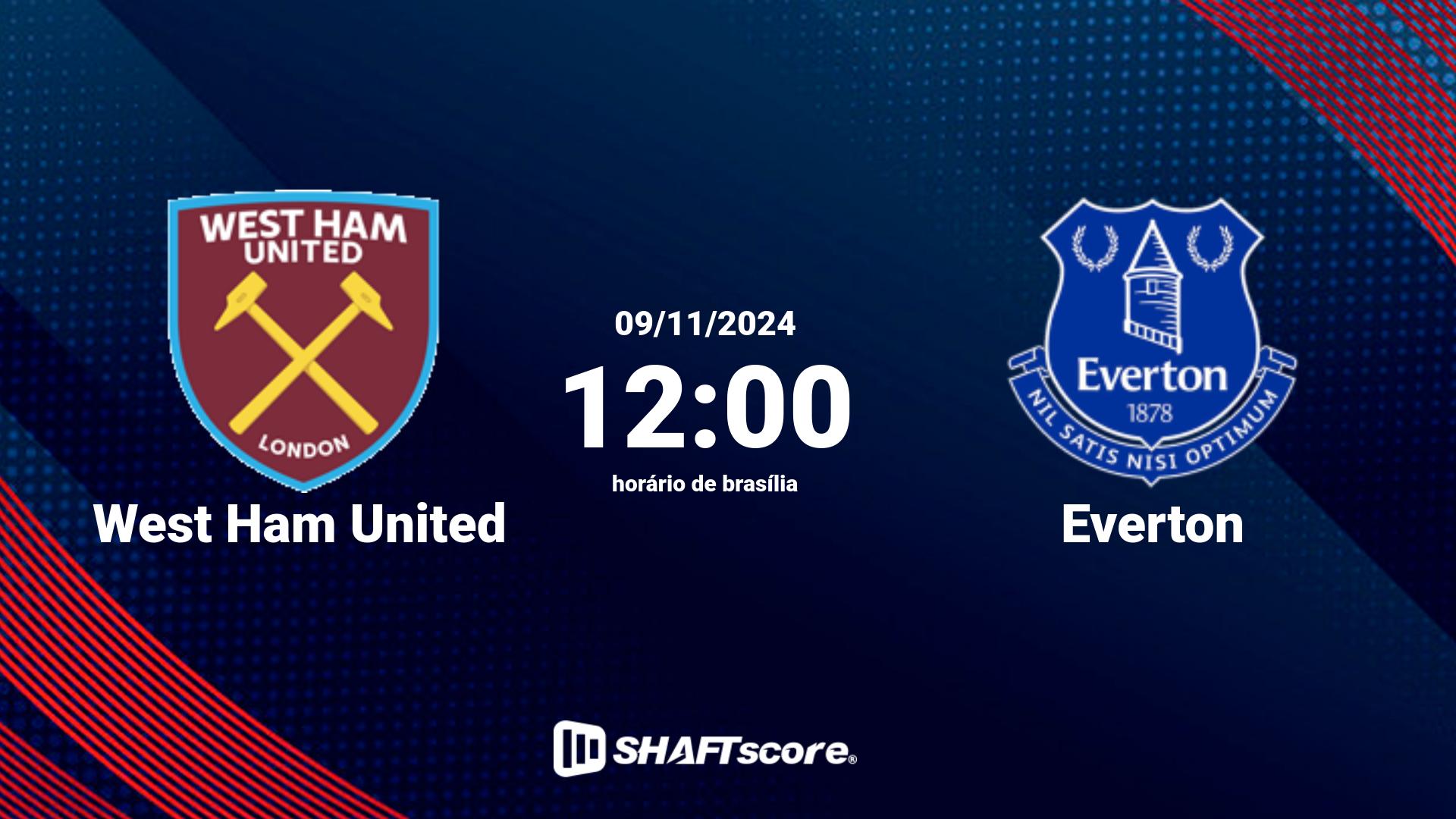 Estatísticas do jogo West Ham United vs Everton 09.11 12:00