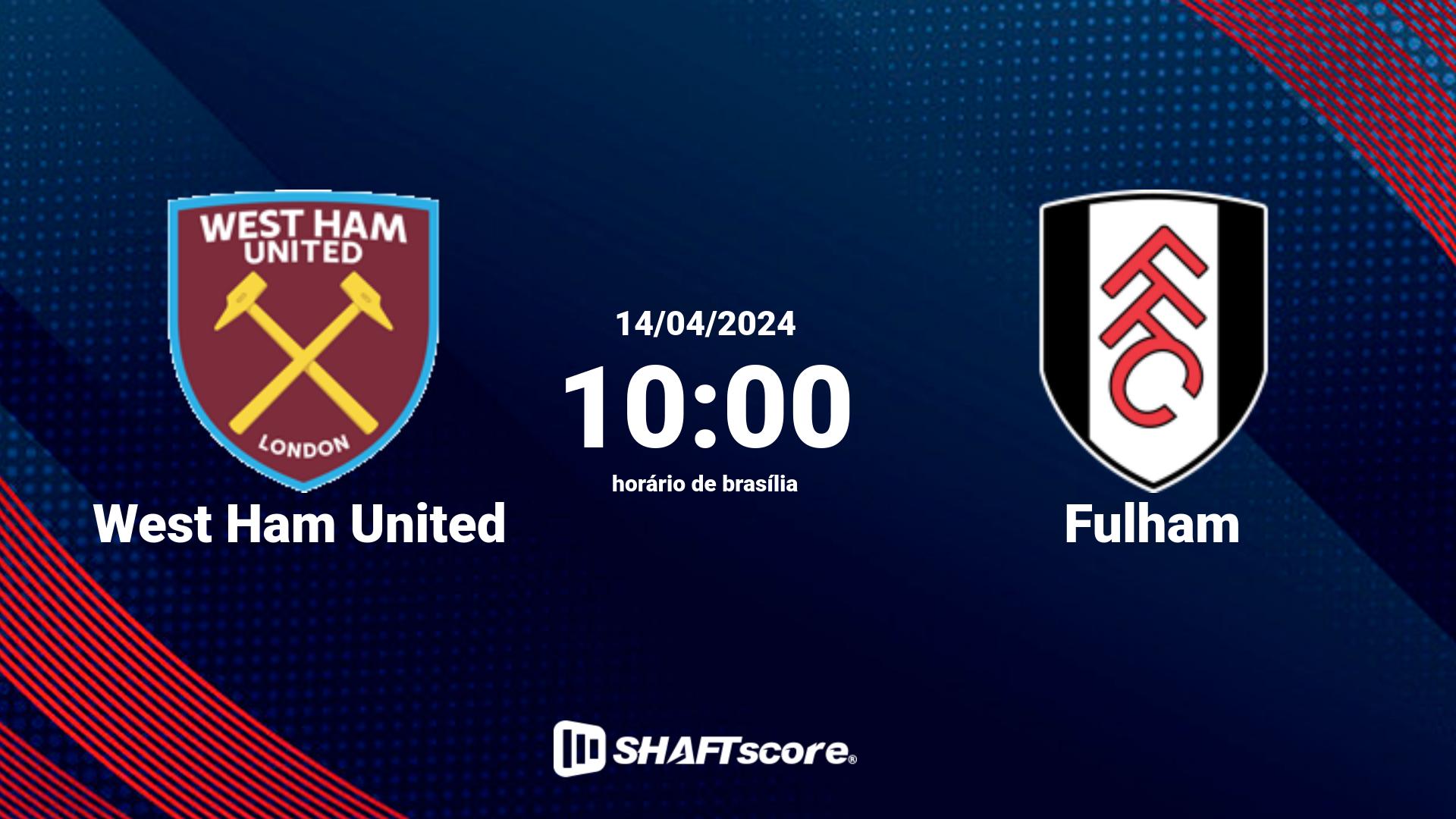 Estatísticas do jogo West Ham United vs Fulham 14.04 10:00