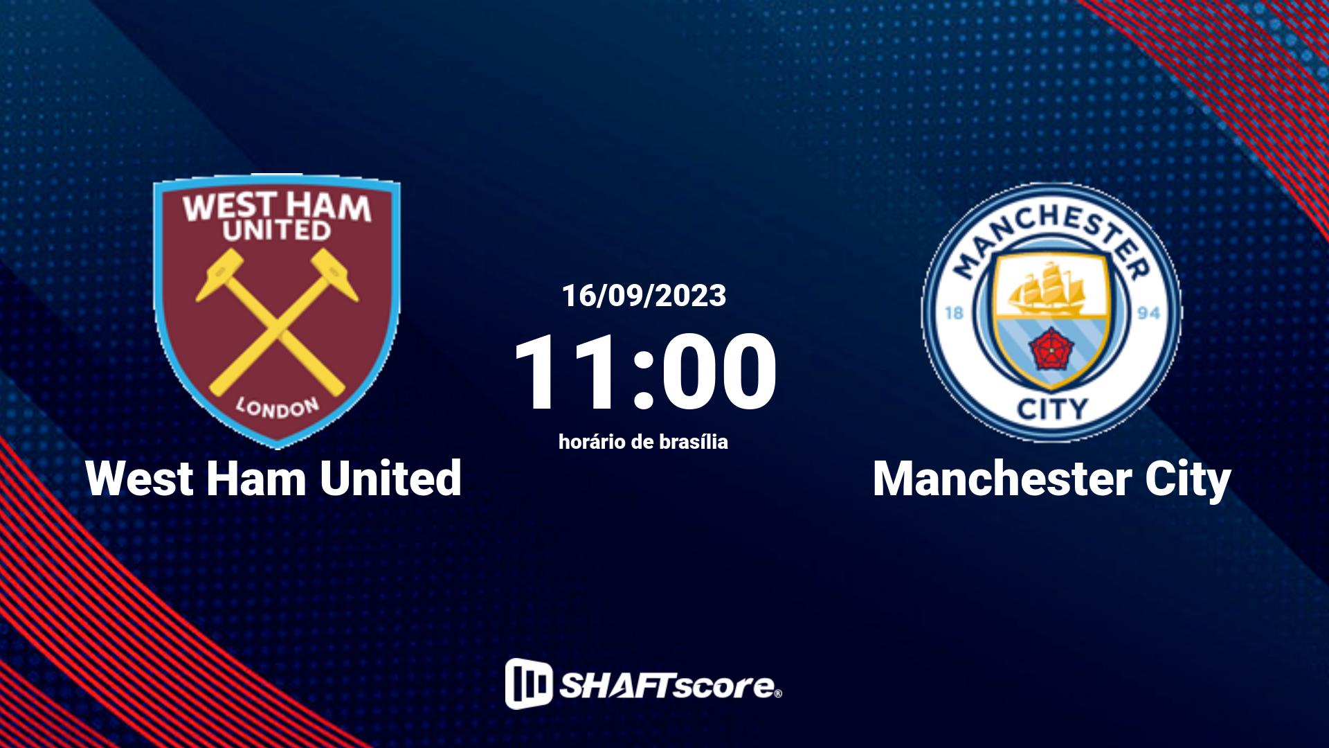 Estatísticas do jogo West Ham United vs Manchester City 16.09 11:00