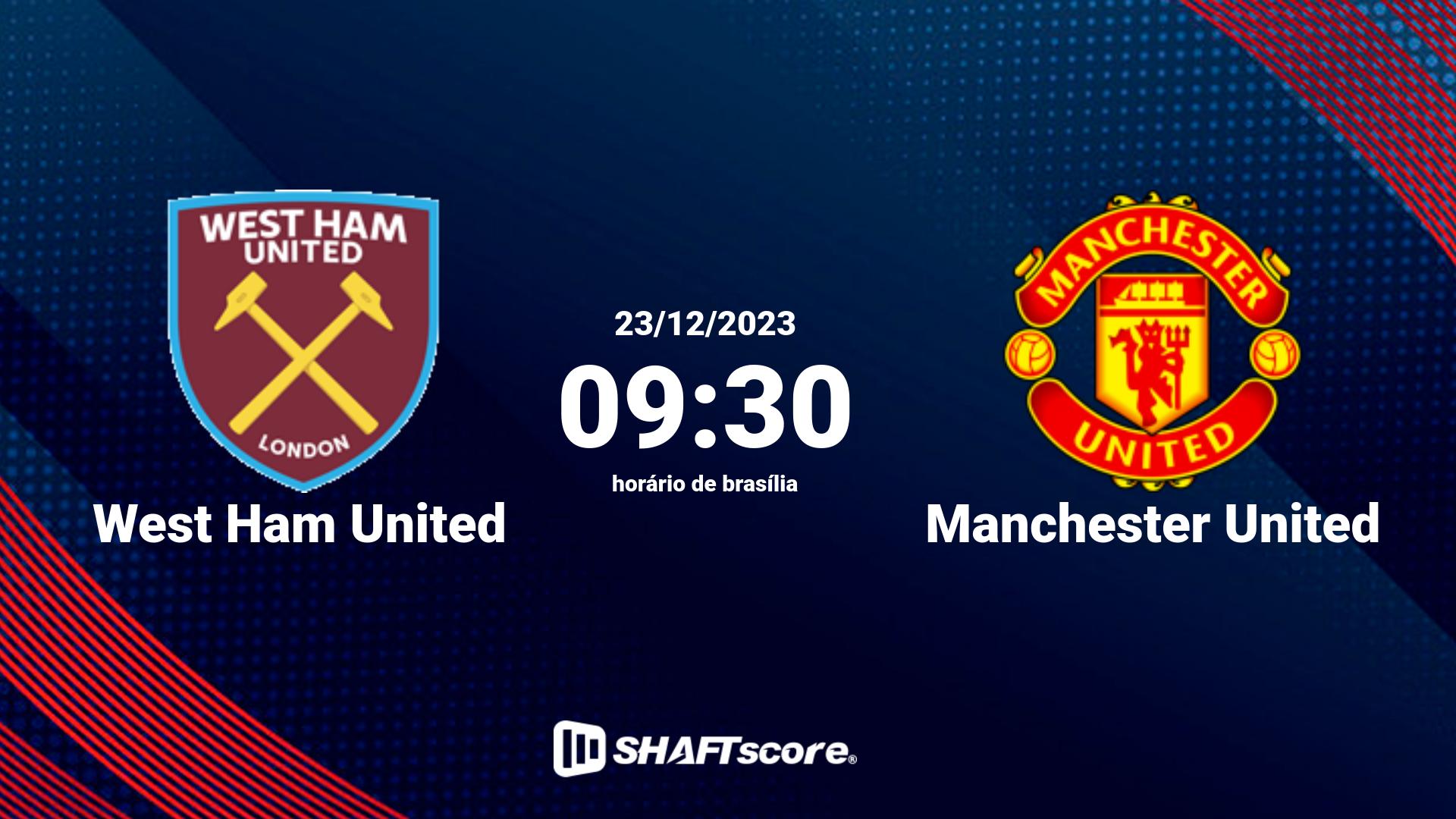 Estatísticas do jogo West Ham United vs Manchester United 23.12 09:30