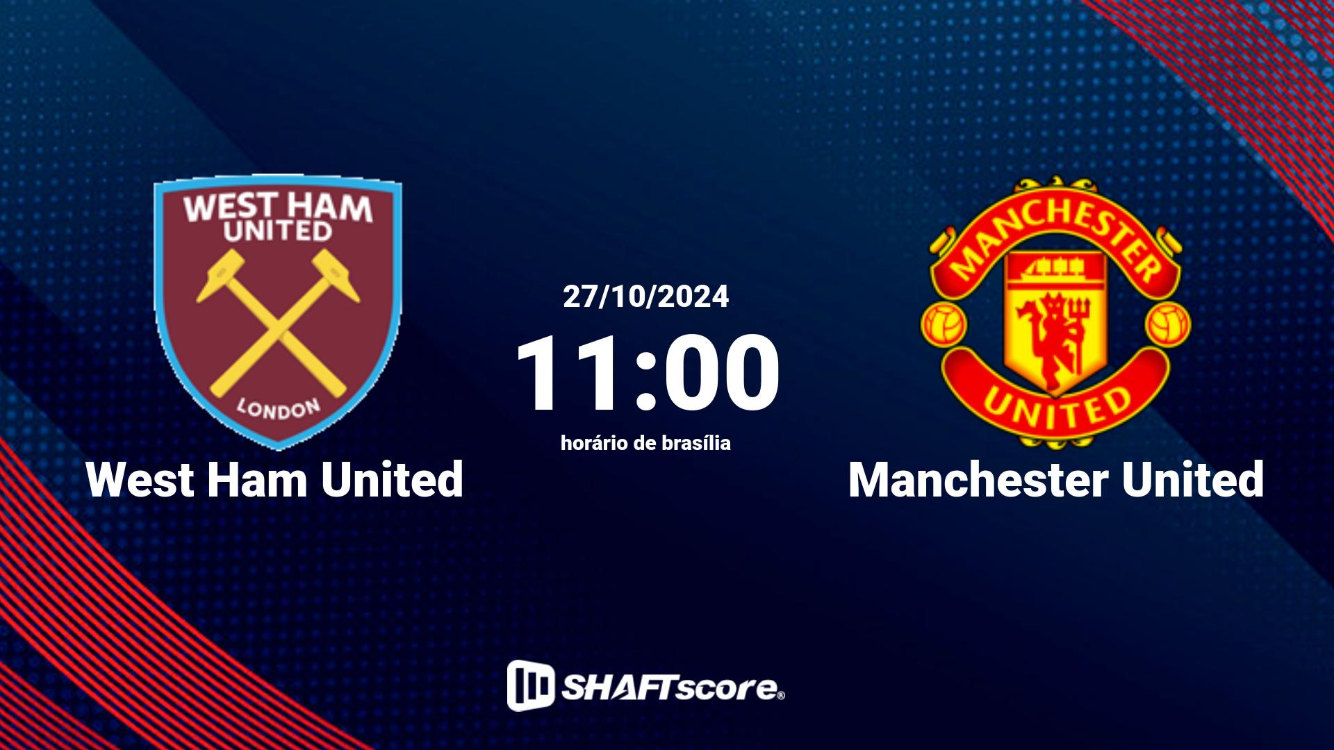 Estatísticas do jogo West Ham United vs Manchester United 27.10 11:00