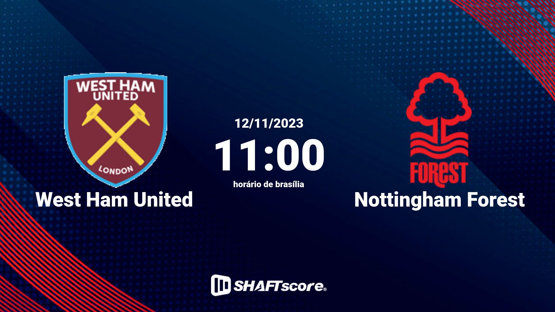 Estatísticas do jogo West Ham United vs Nottingham Forest 12.11 11:00