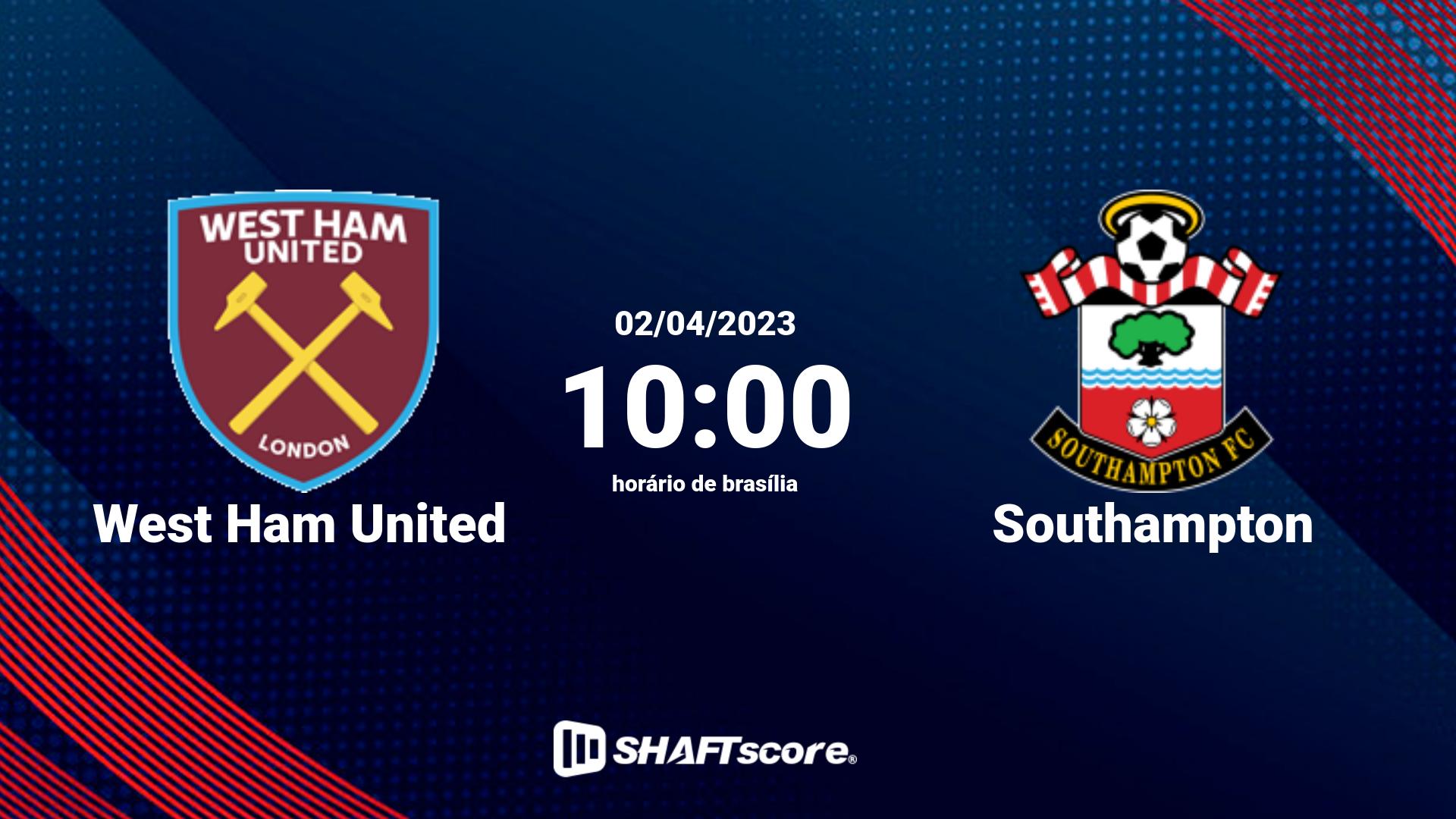 Estatísticas do jogo West Ham United vs Southampton 02.04 10:00