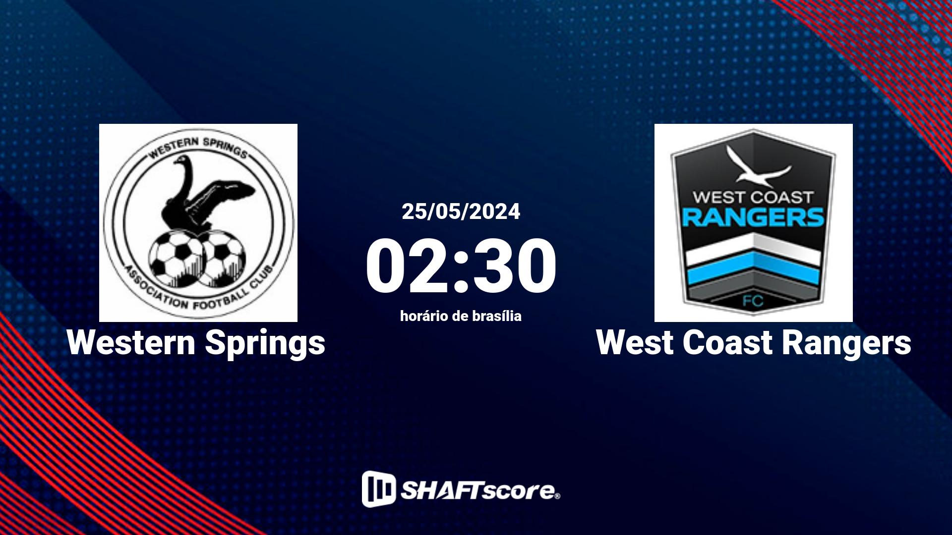 Estatísticas do jogo Western Springs vs West Coast Rangers 25.05 02:30