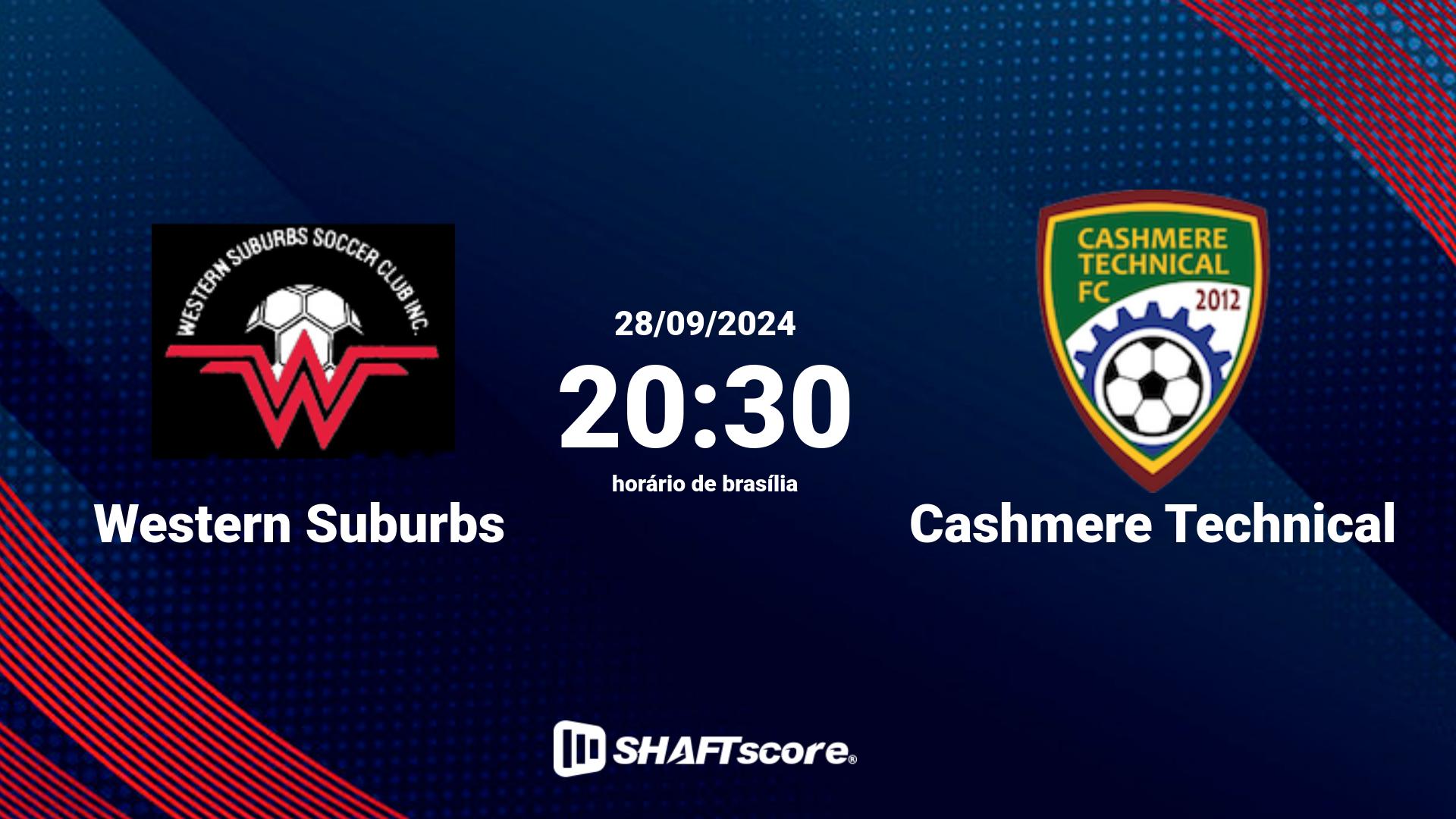 Estatísticas do jogo Western Suburbs vs Cashmere Technical 28.09 20:30