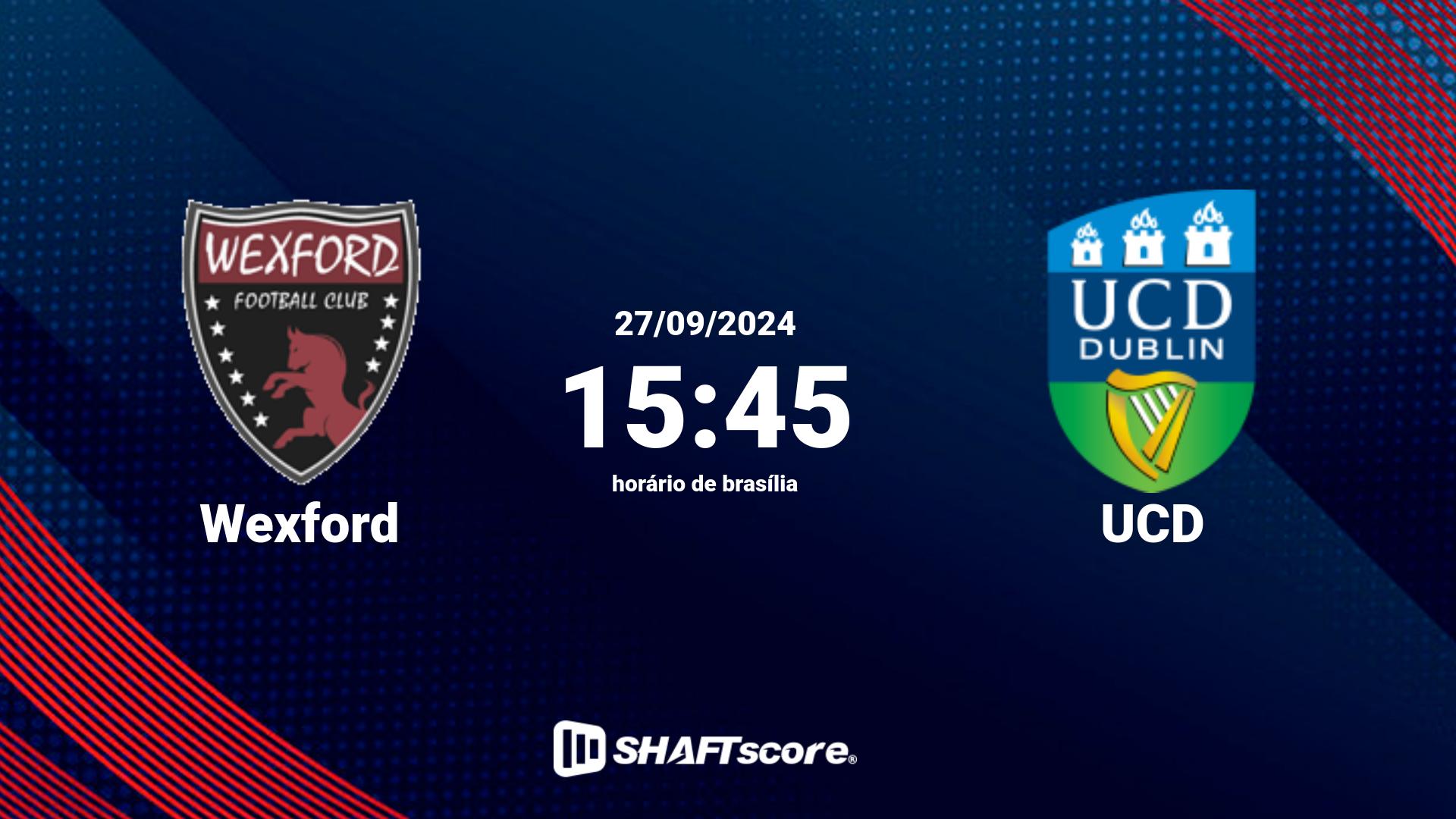 Estatísticas do jogo Wexford vs UCD 27.09 15:45