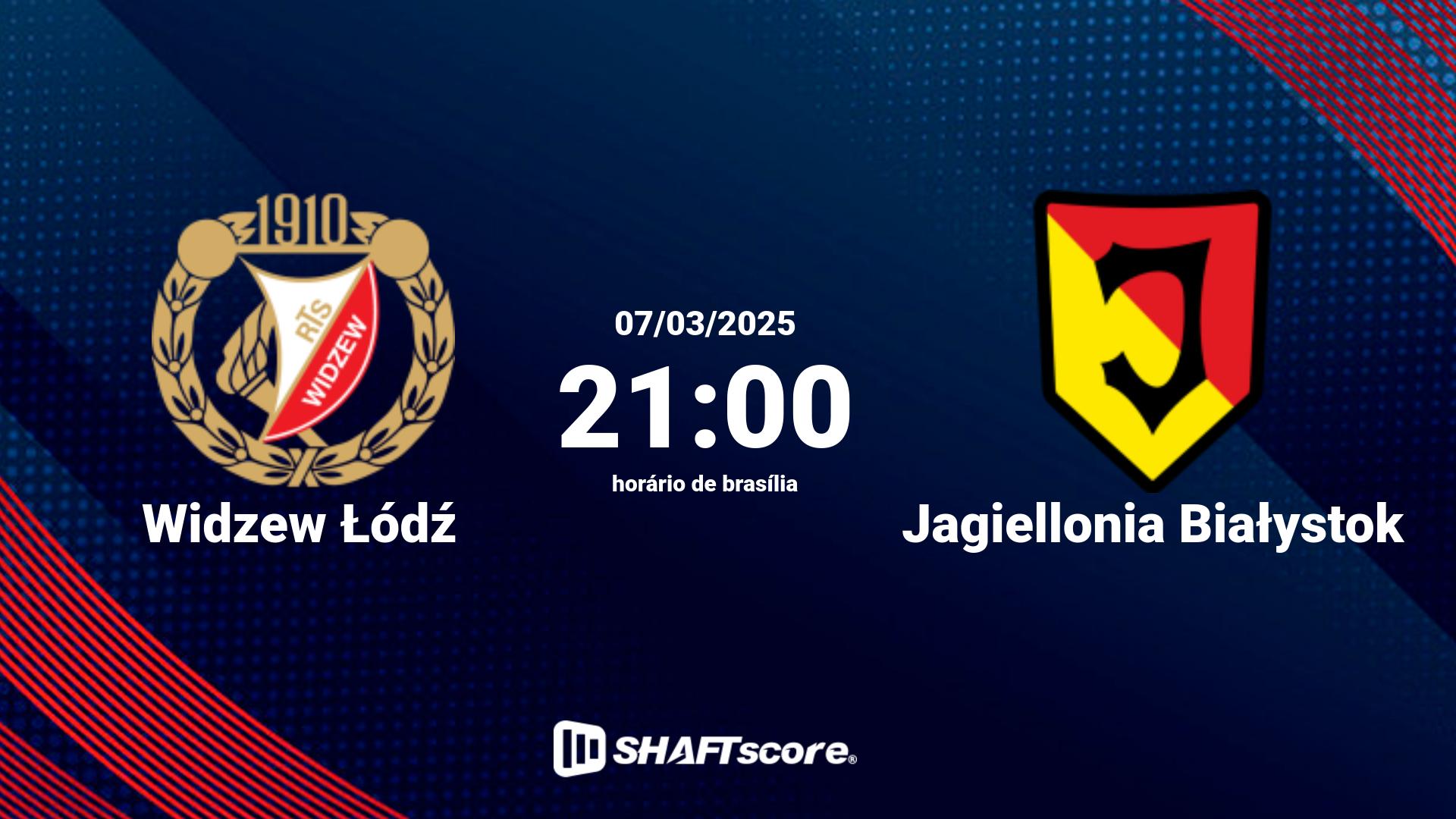 Estatísticas do jogo Widzew Łódź vs Jagiellonia Białystok 07.03 21:00