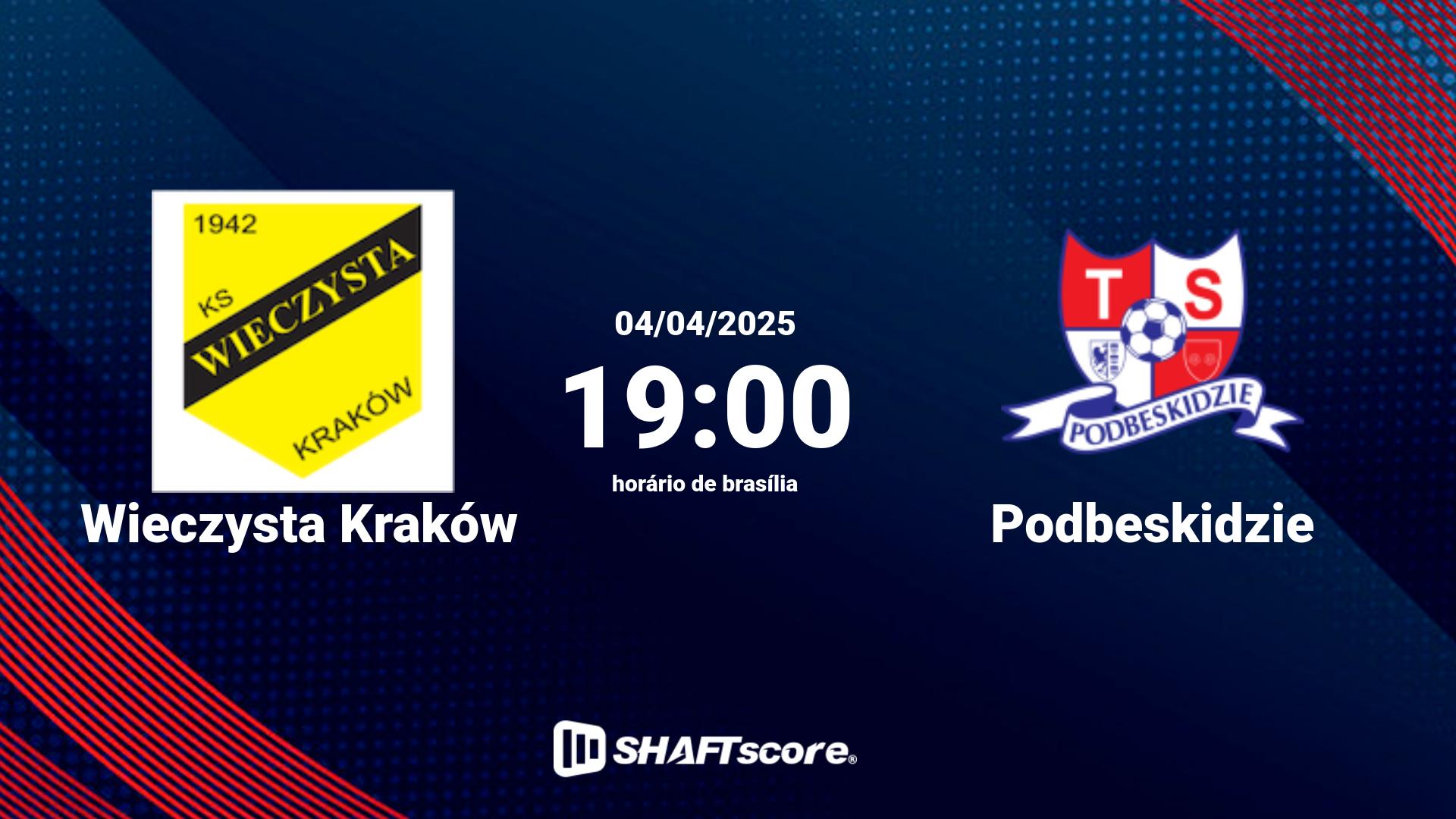 Estatísticas do jogo Wieczysta Kraków vs Podbeskidzie 04.04 19:00