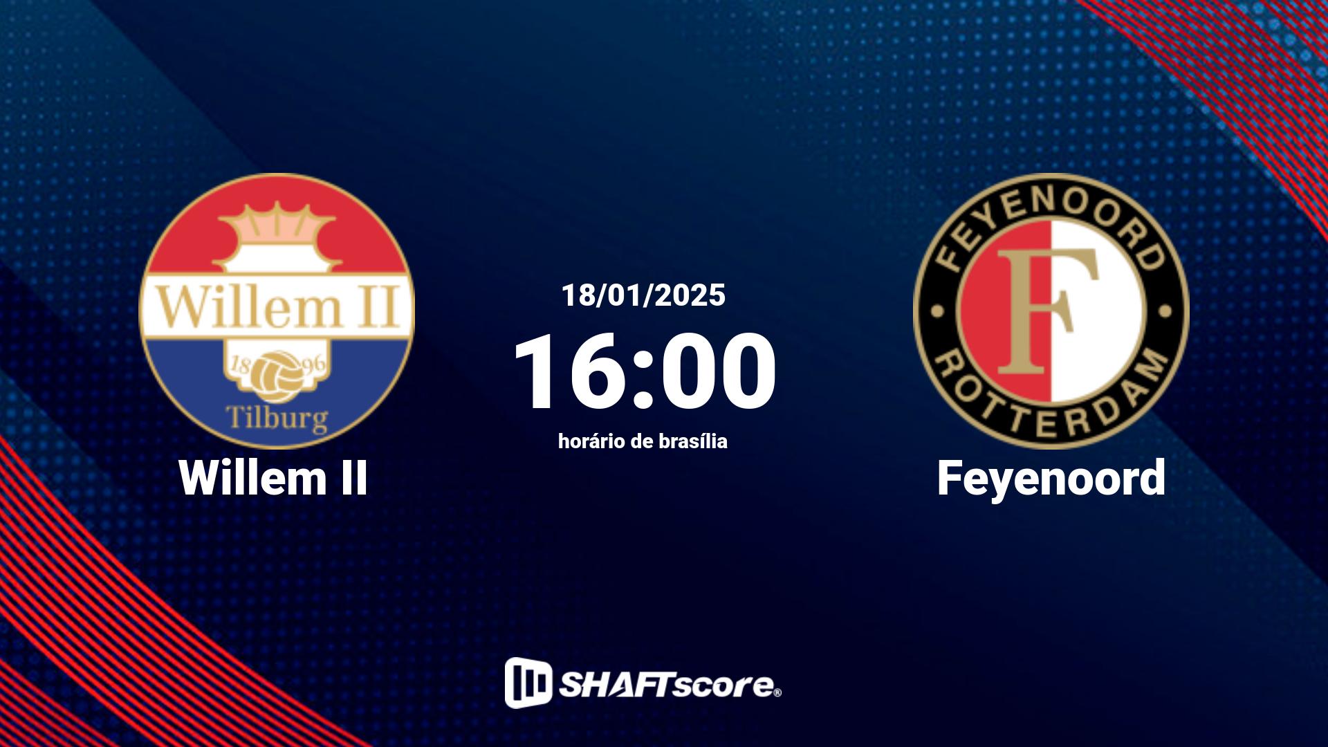 Estatísticas do jogo Willem II vs Feyenoord 18.01 16:00