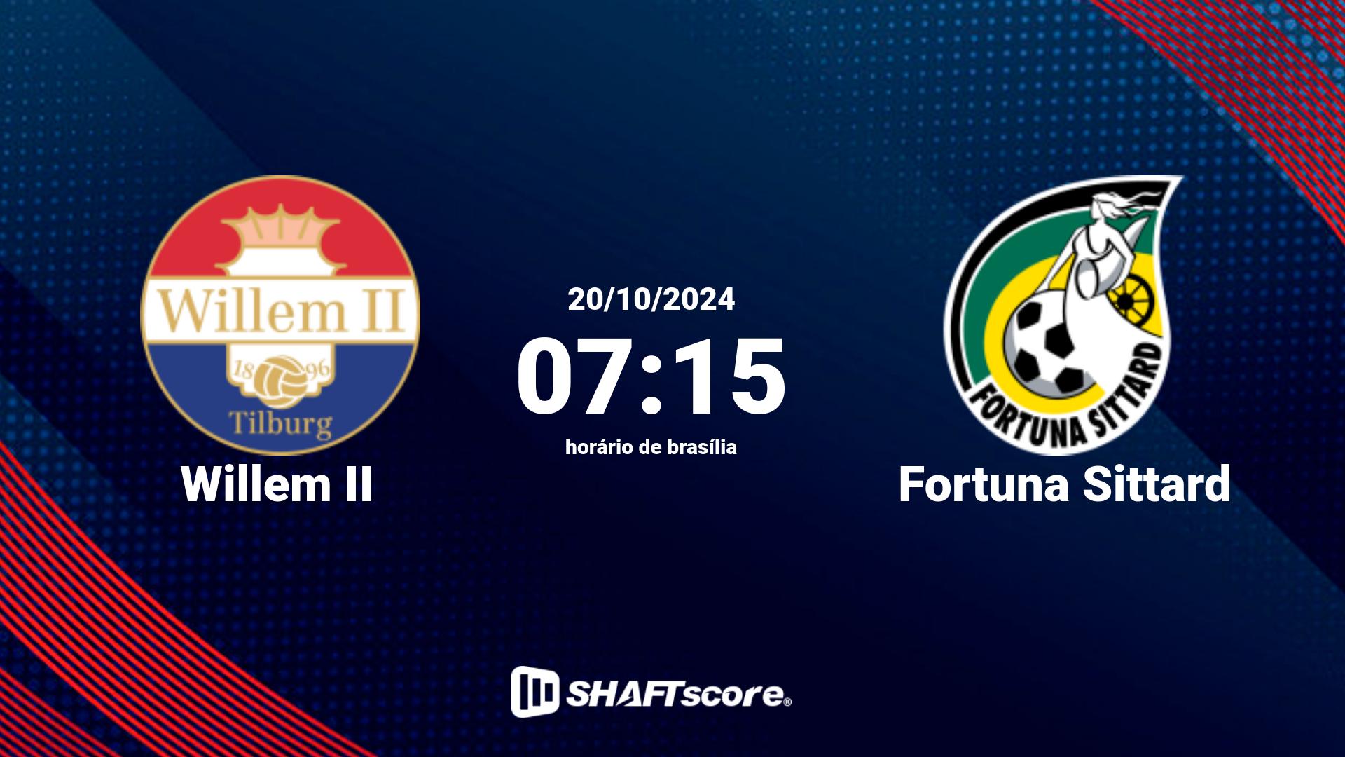 Estatísticas do jogo Willem II vs Fortuna Sittard 20.10 07:15