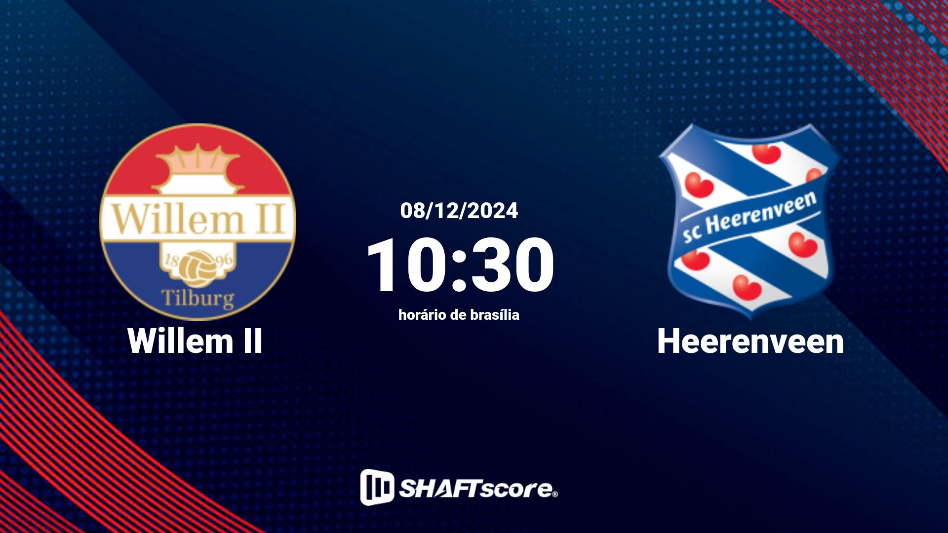 Estatísticas do jogo Willem II vs Heerenveen 08.12 10:30