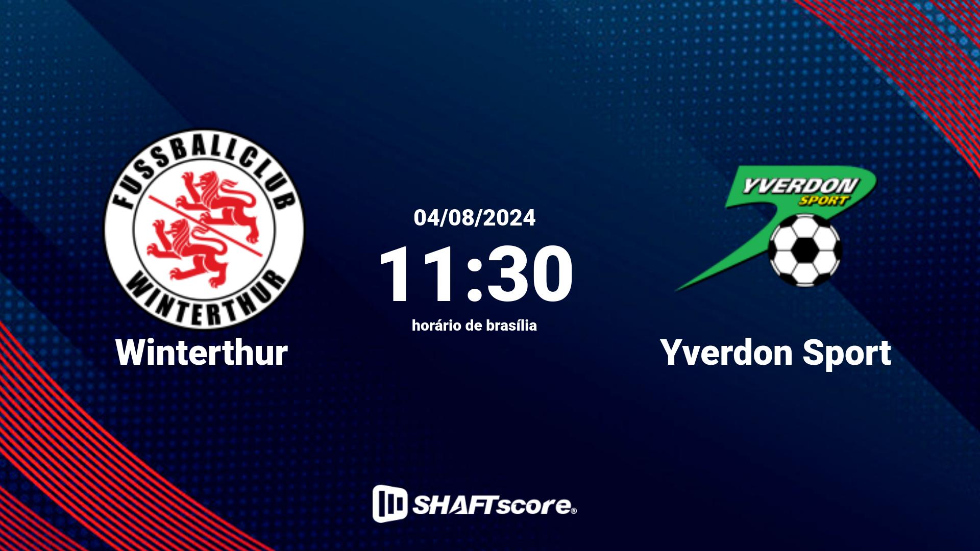Estatísticas do jogo Winterthur vs Yverdon Sport 04.08 11:30