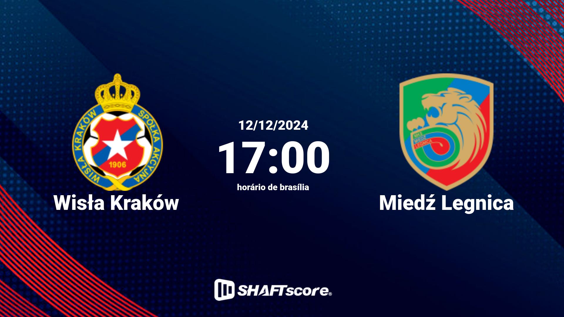 Estatísticas do jogo Wisła Kraków vs Miedź Legnica 12.12 17:00