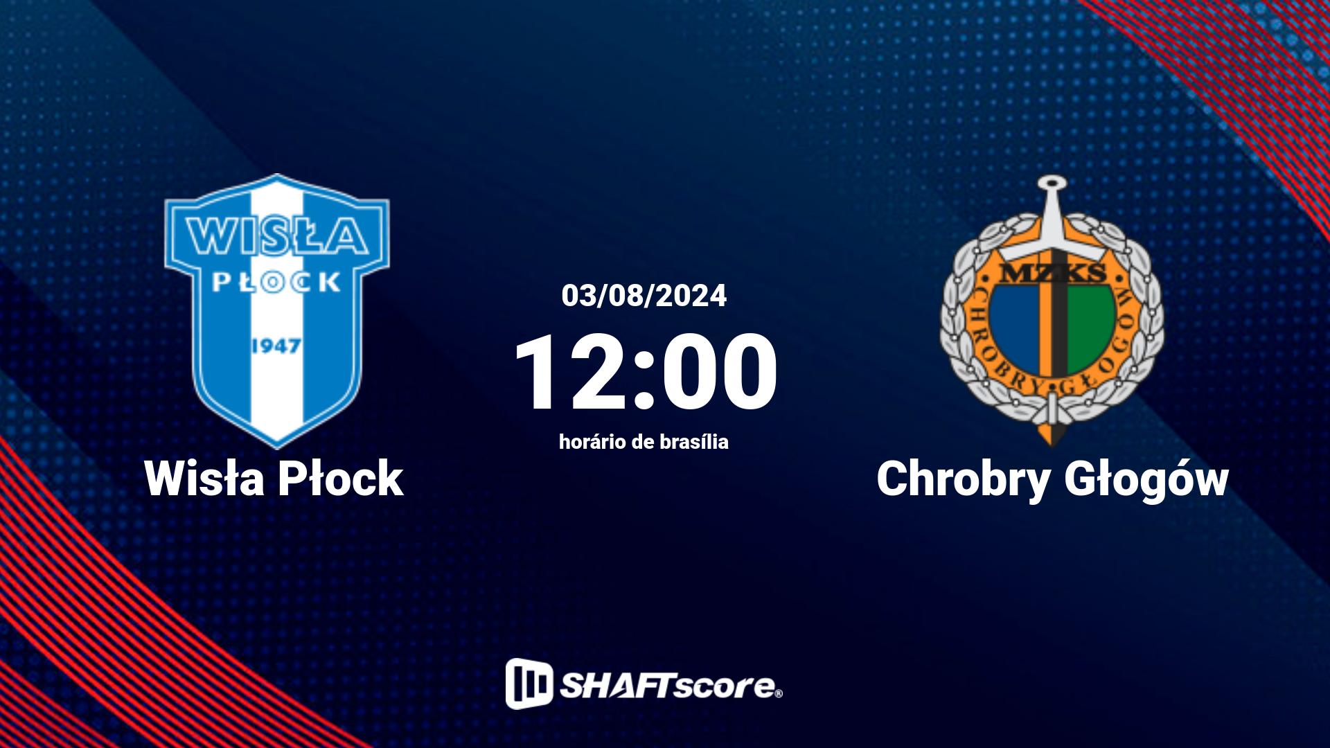 Estatísticas do jogo Wisła Płock vs Chrobry Głogów 03.08 12:00
