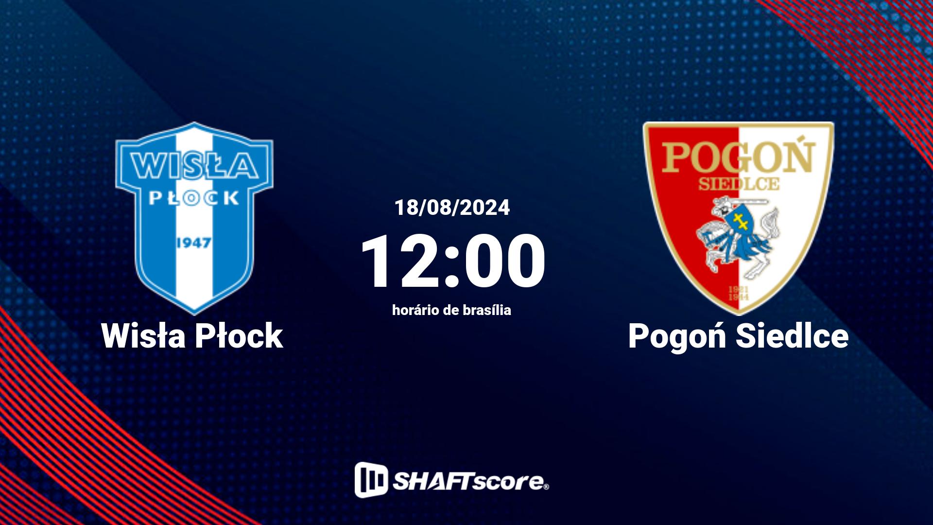 Estatísticas do jogo Wisła Płock vs Pogoń Siedlce 18.08 12:00