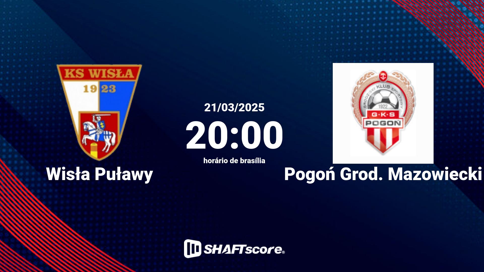 Estatísticas do jogo Wisła Puławy vs Pogoń Grod. Mazowiecki 21.03 20:00