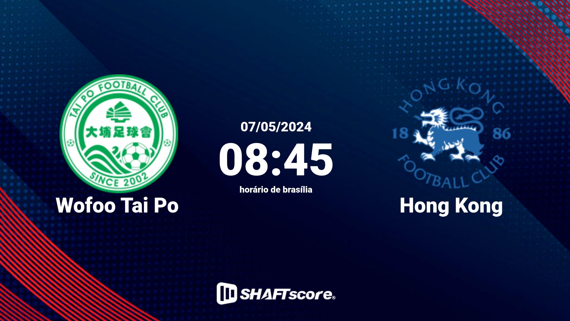 Estatísticas do jogo Wofoo Tai Po vs Hong Kong 07.05 08:45