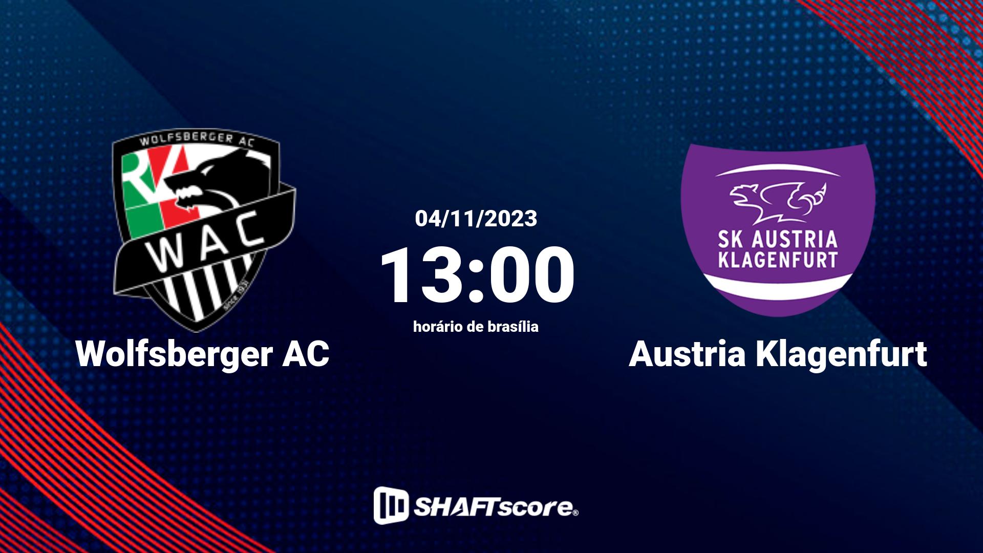 Estatísticas do jogo Wolfsberger AC vs Austria Klagenfurt 04.11 13:00