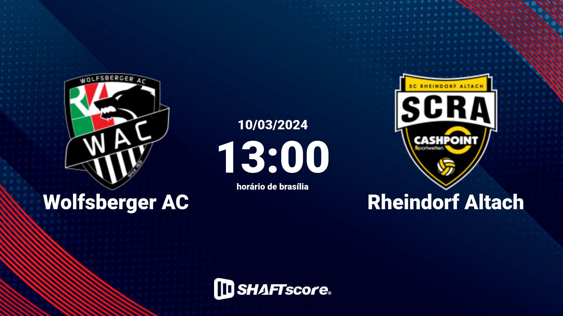 Estatísticas do jogo Wolfsberger AC vs Rheindorf Altach 10.03 13:00