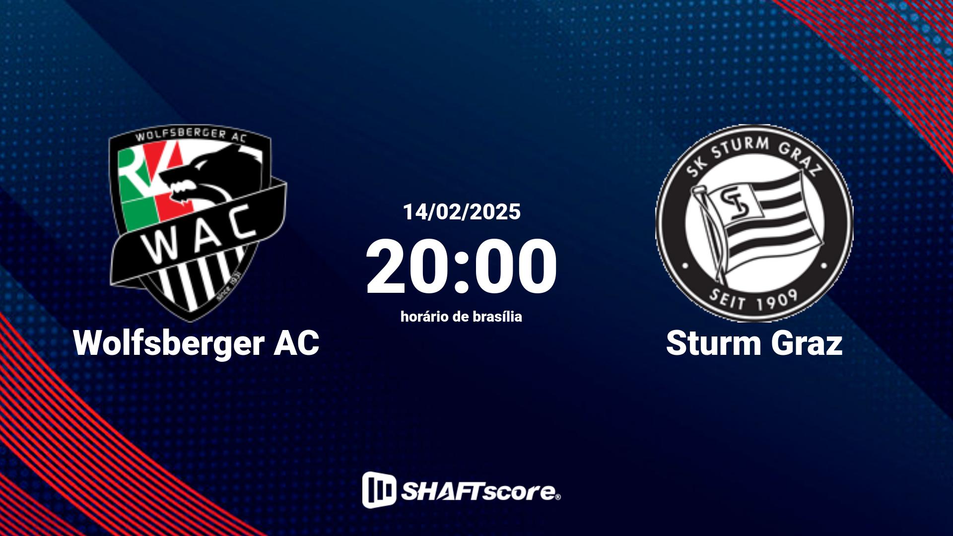 Estatísticas do jogo Wolfsberger AC vs Sturm Graz 14.02 20:00