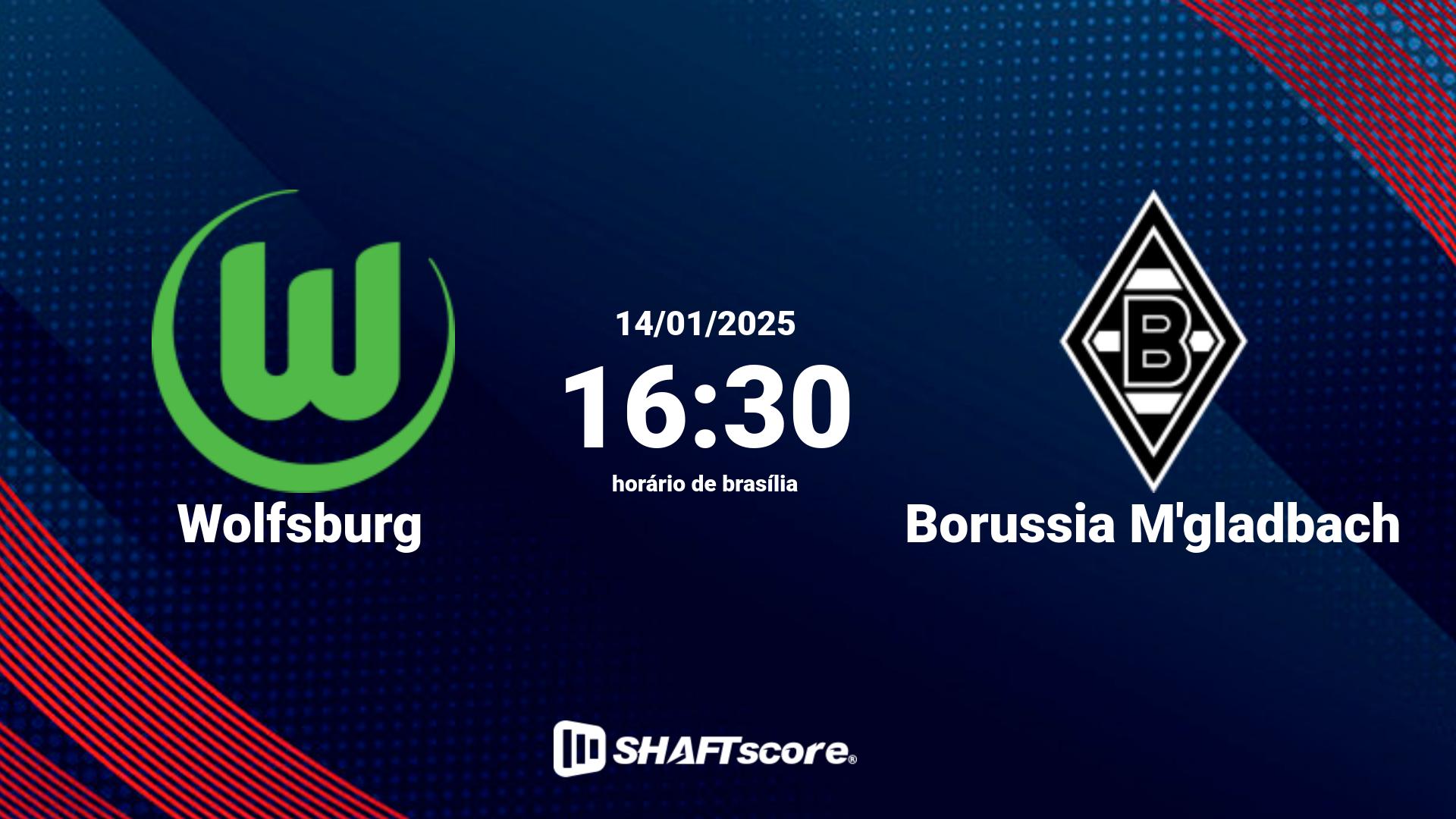 Estatísticas do jogo Wolfsburg vs Borussia M'gladbach 14.01 16:30