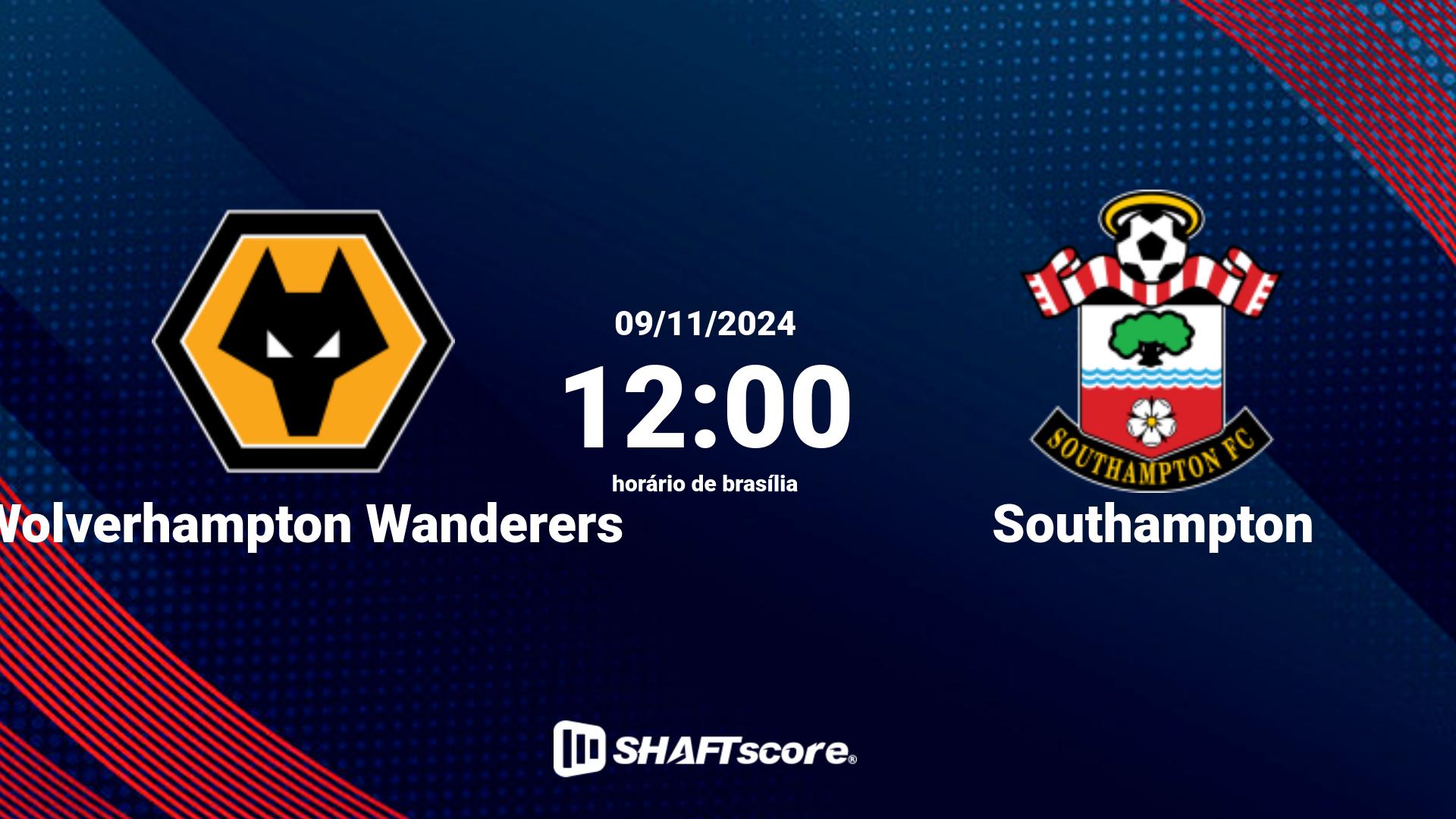 Estatísticas do jogo Wolverhampton Wanderers vs Southampton 09.11 12:00