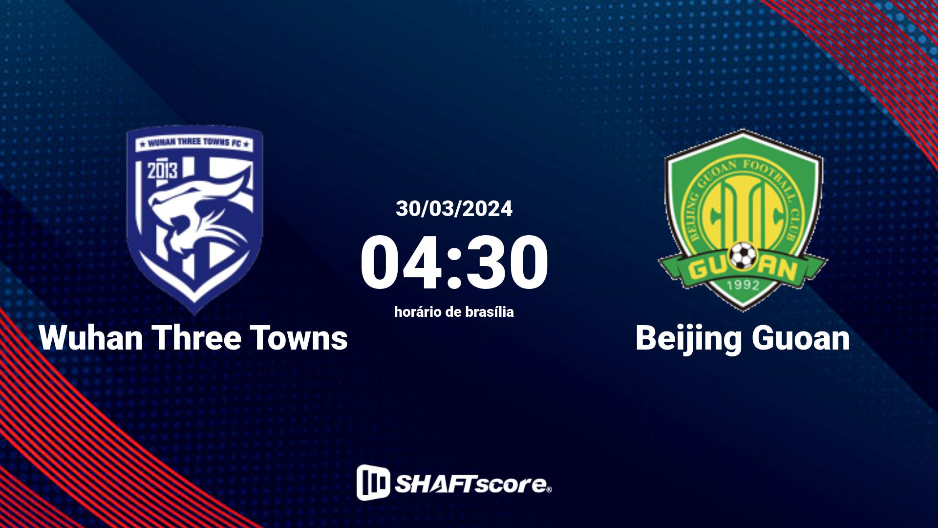 Estatísticas do jogo Wuhan Three Towns vs Beijing Guoan 30.03 04:30