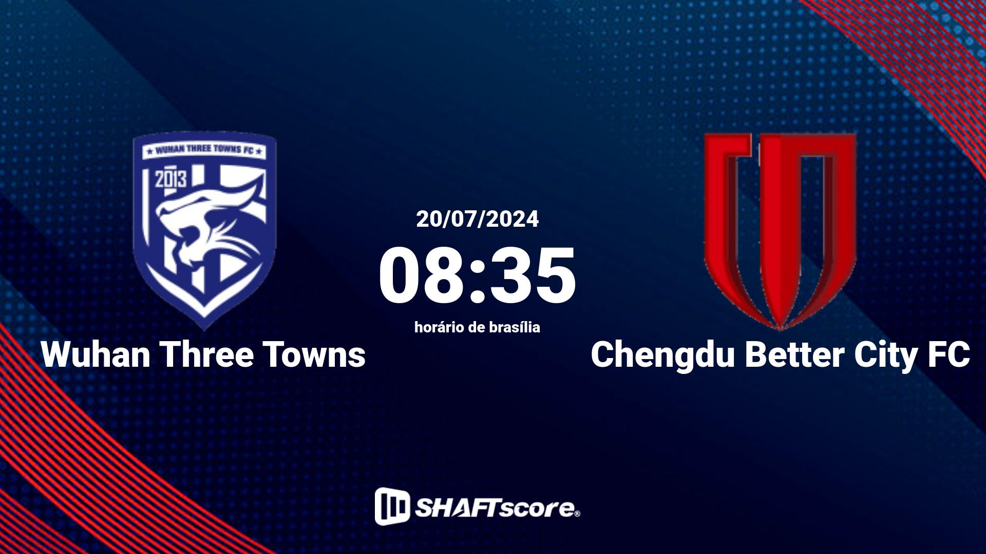 Estatísticas do jogo Wuhan Three Towns vs Chengdu Better City FC 20.07 08:35