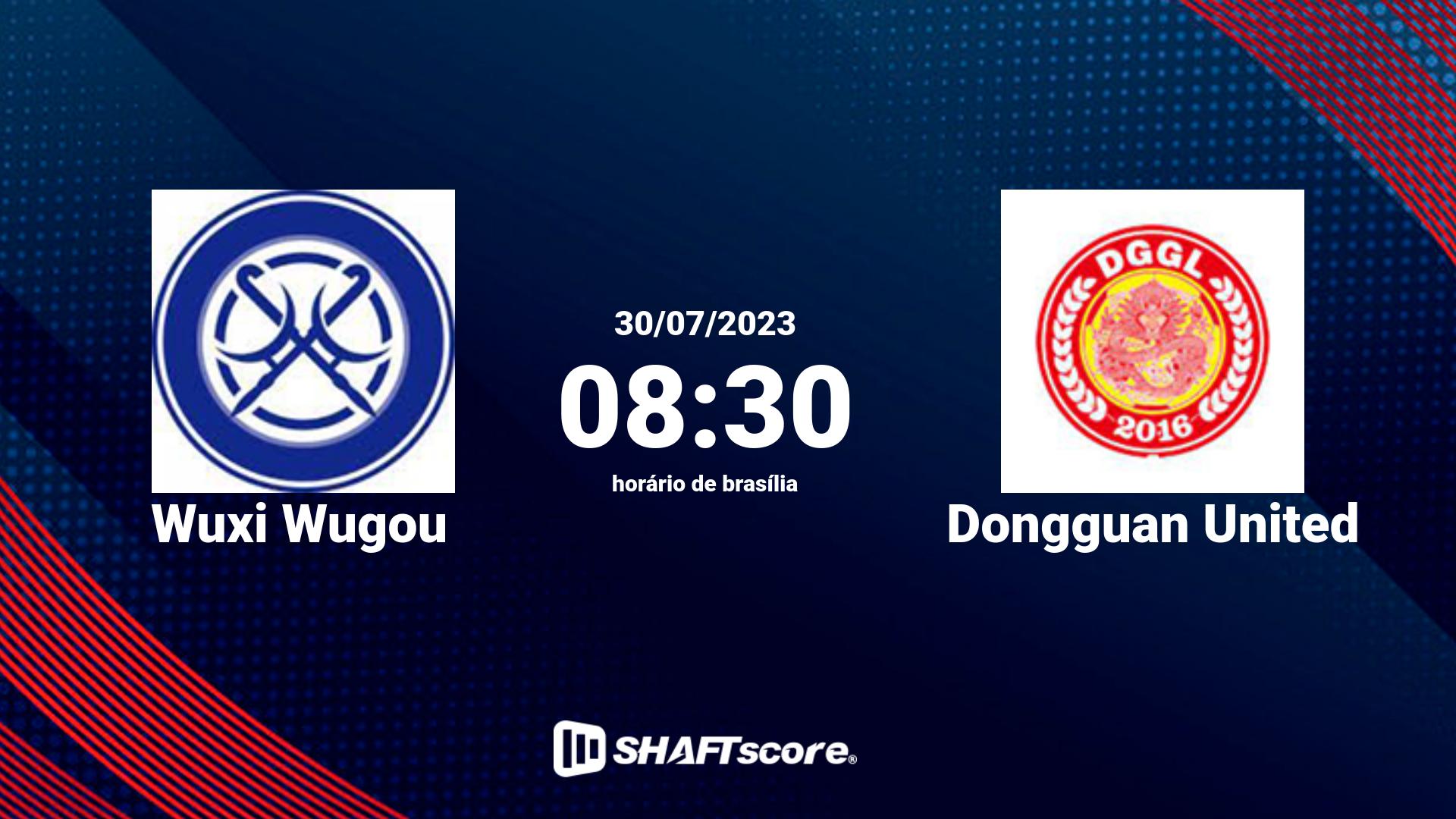 Estatísticas do jogo Wuxi Wugou vs Dongguan United 30.07 08:30