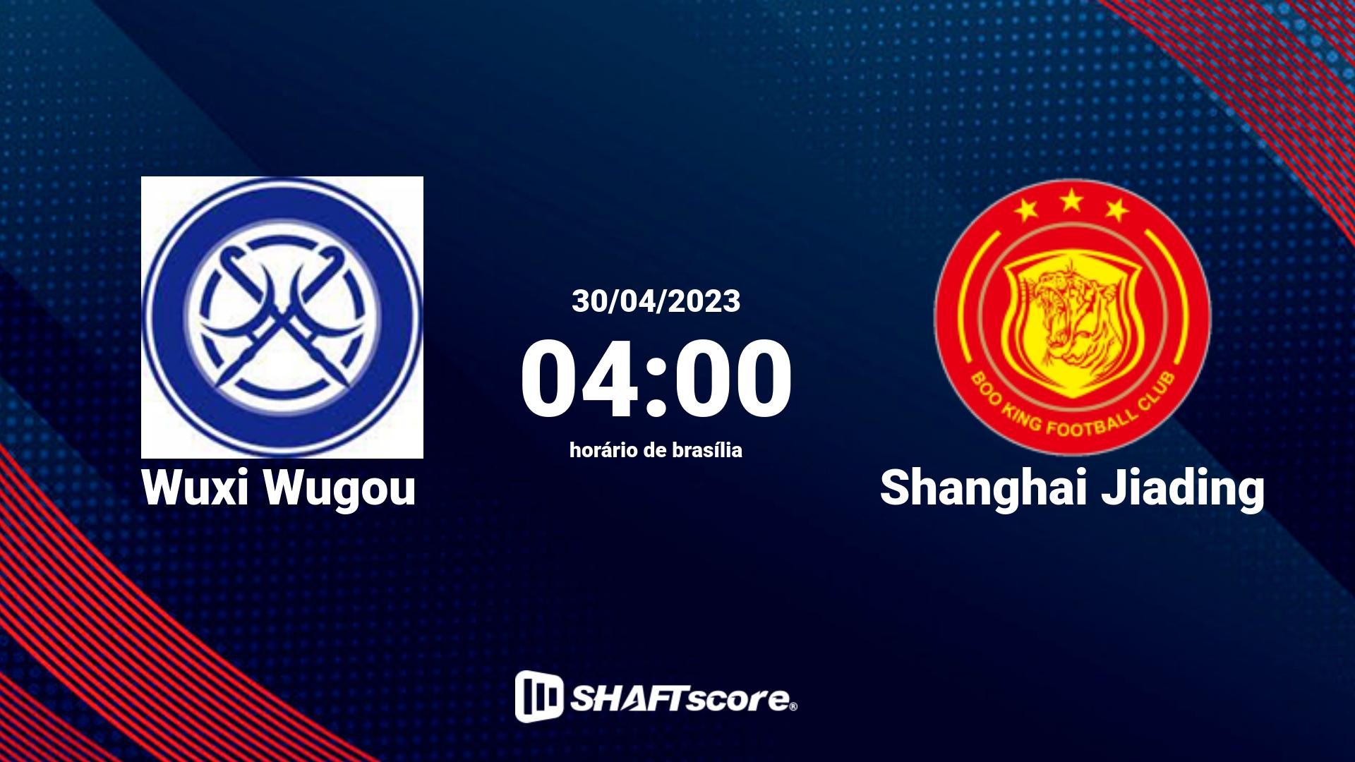 Estatísticas do jogo Wuxi Wugou vs Shanghai Jiading 30.04 04:00