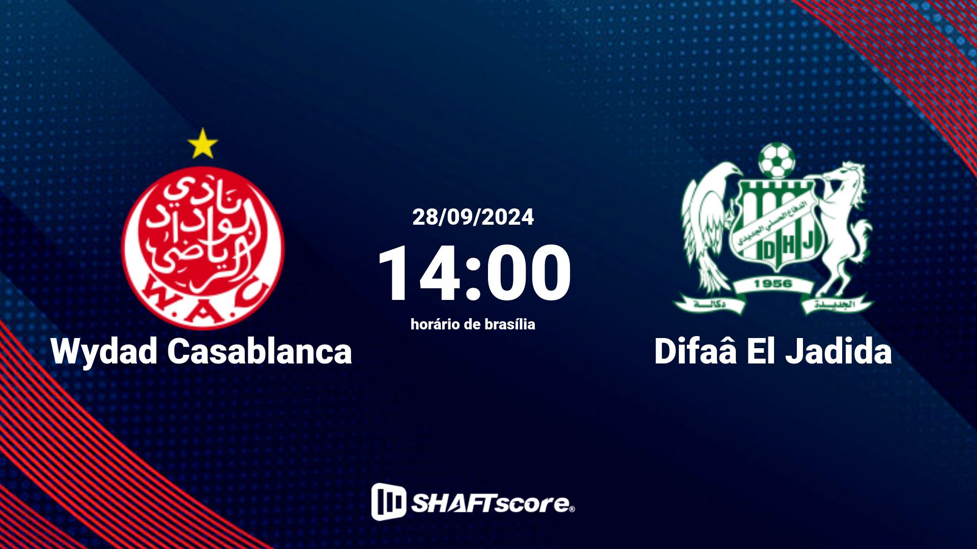 Estatísticas do jogo Wydad Casablanca vs Difaâ El Jadida 28.09 14:00