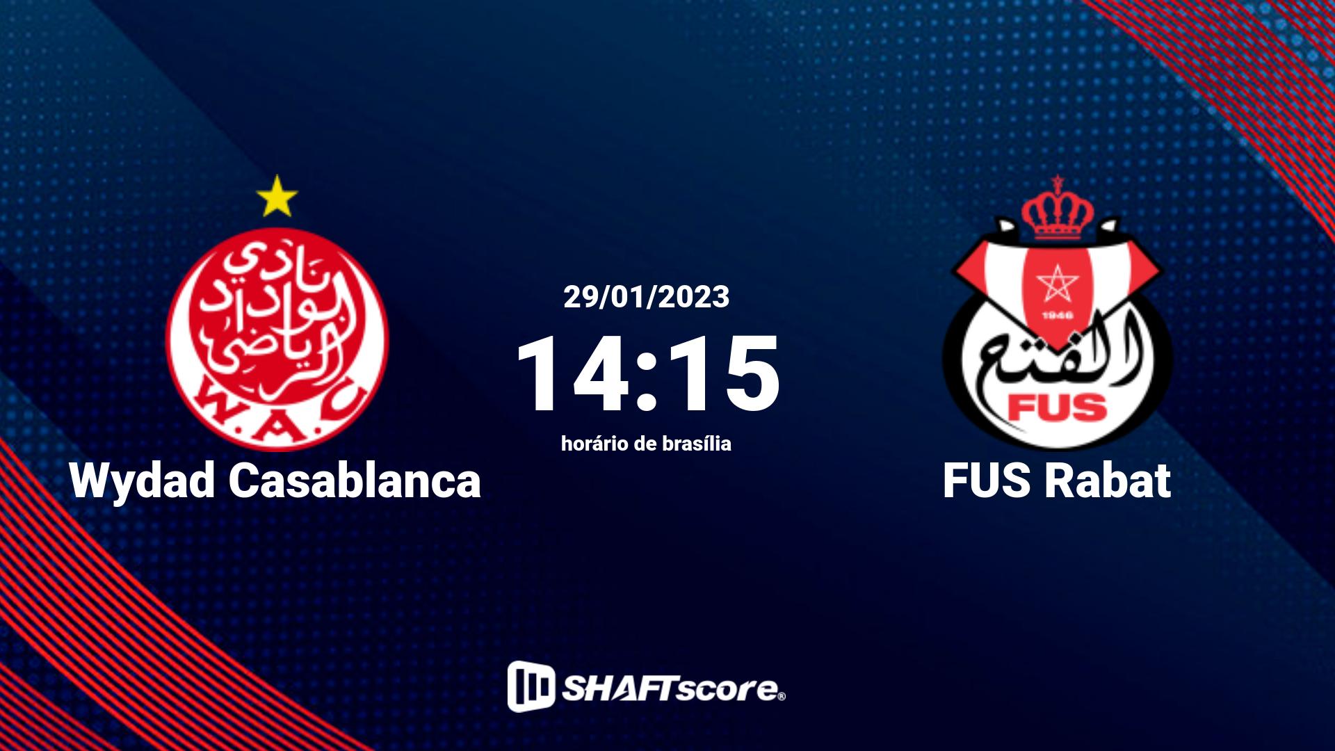 Estatísticas do jogo Wydad Casablanca vs FUS Rabat 29.01 14:15