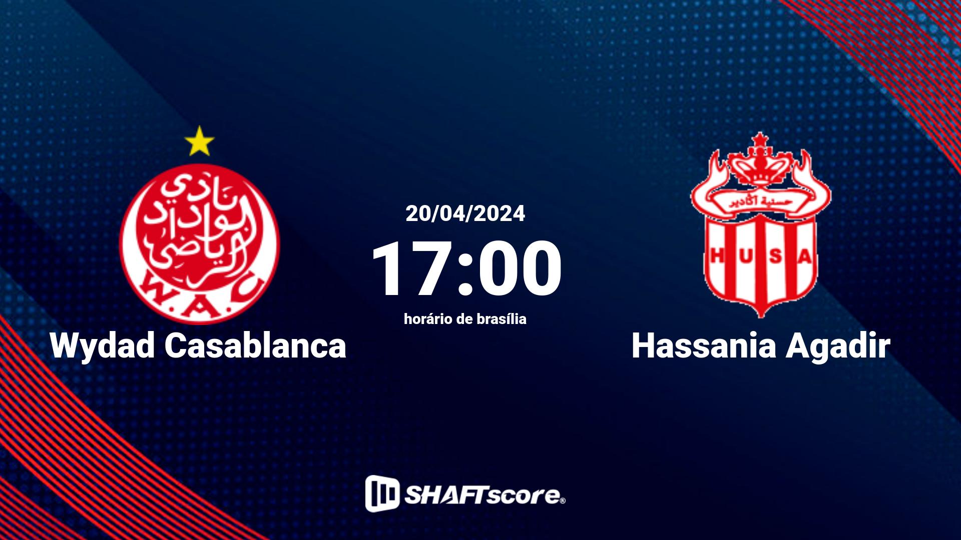 Estatísticas do jogo Wydad Casablanca vs Hassania Agadir 20.04 17:00